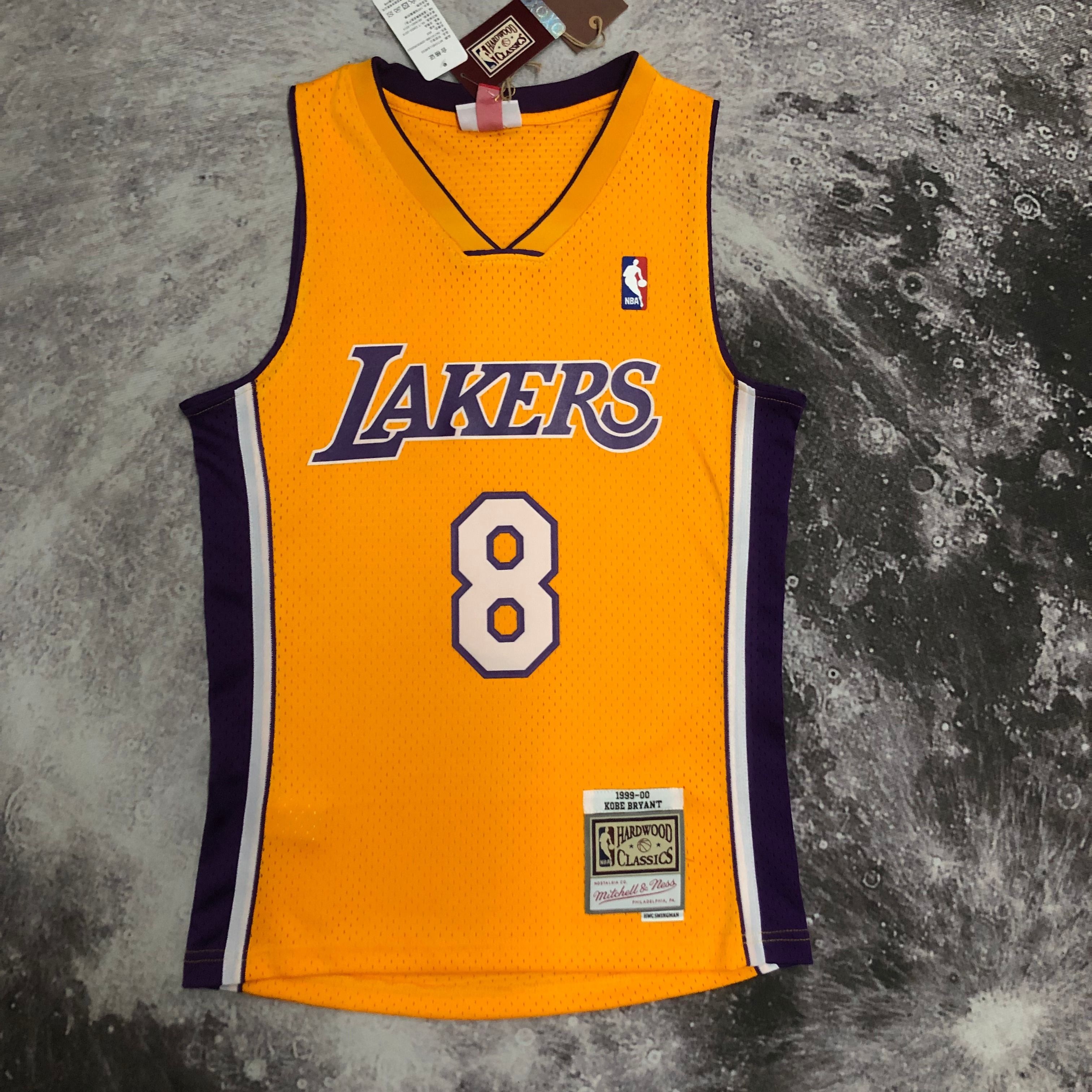 NBA Men Season 99-00 Los Angeles Lakers Yellow #8 BRYANT Jersey High Quality Name and Number Print - leoleo123123