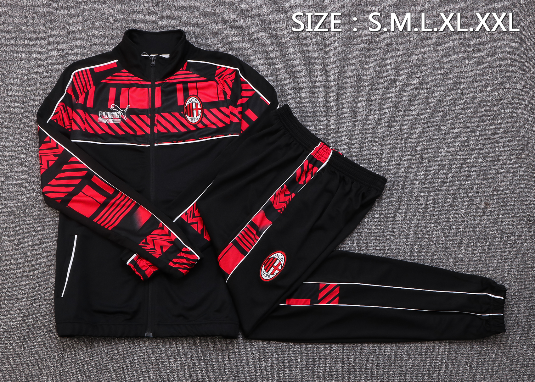22-23 Ac Milan Black Jacket with Red Ink-jet Printing Tracksuit Thai Quality - leoleo123123