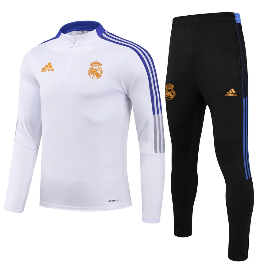 21/22 Real Madrid Kids White Sweater Tracksuit Thai Quality - leoleo123123