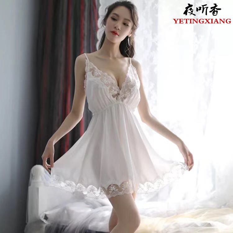 夜听香新款情趣内衣 女式蕾丝性感内衣刺绣睡裙 露胸诱惑睡衣套装 - leoleo123123
