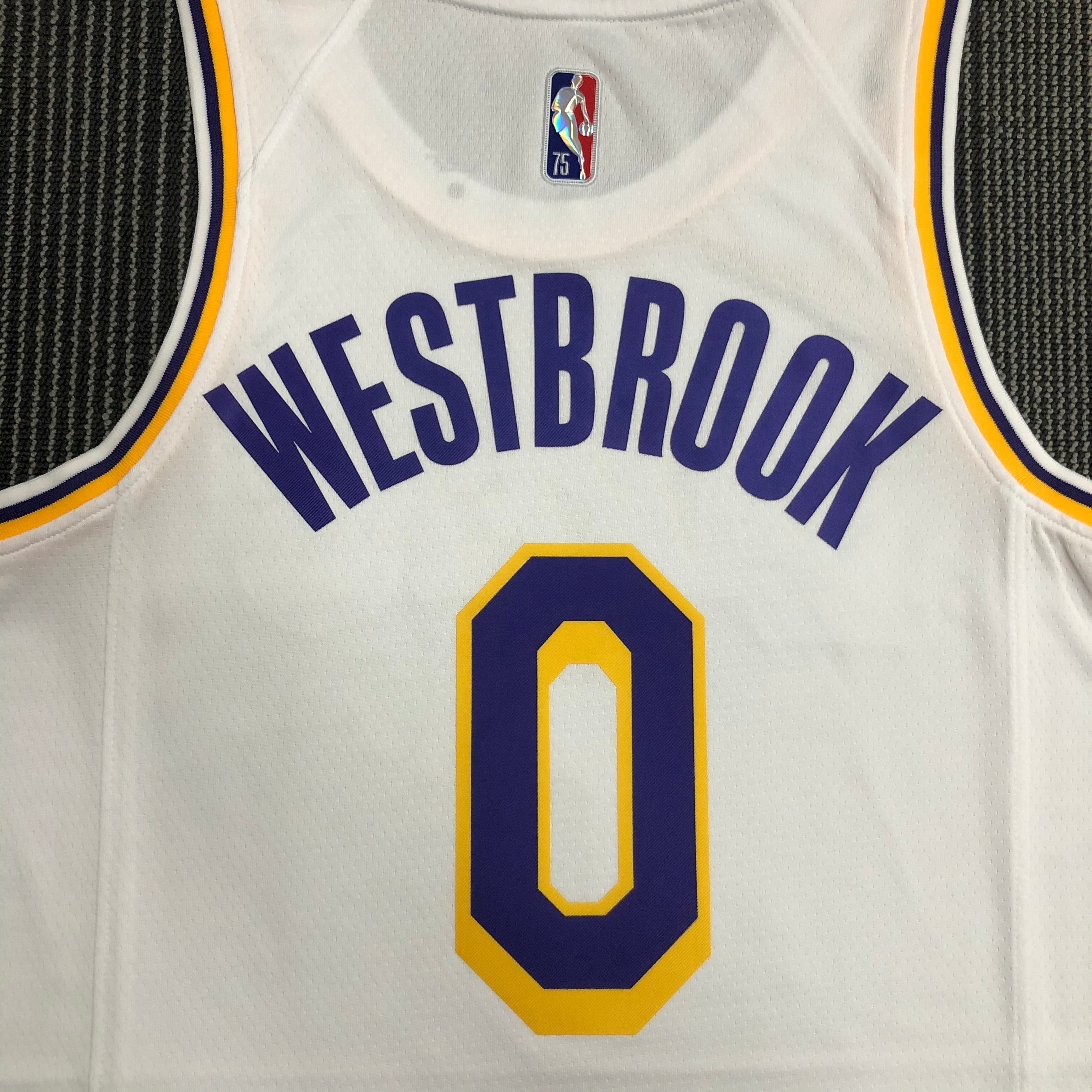NBA 75th Anniversary Los Angeles Lakers White Round Neck #0 WESTBROOK Jersey High Quality Name and Number Print - leoleo123123