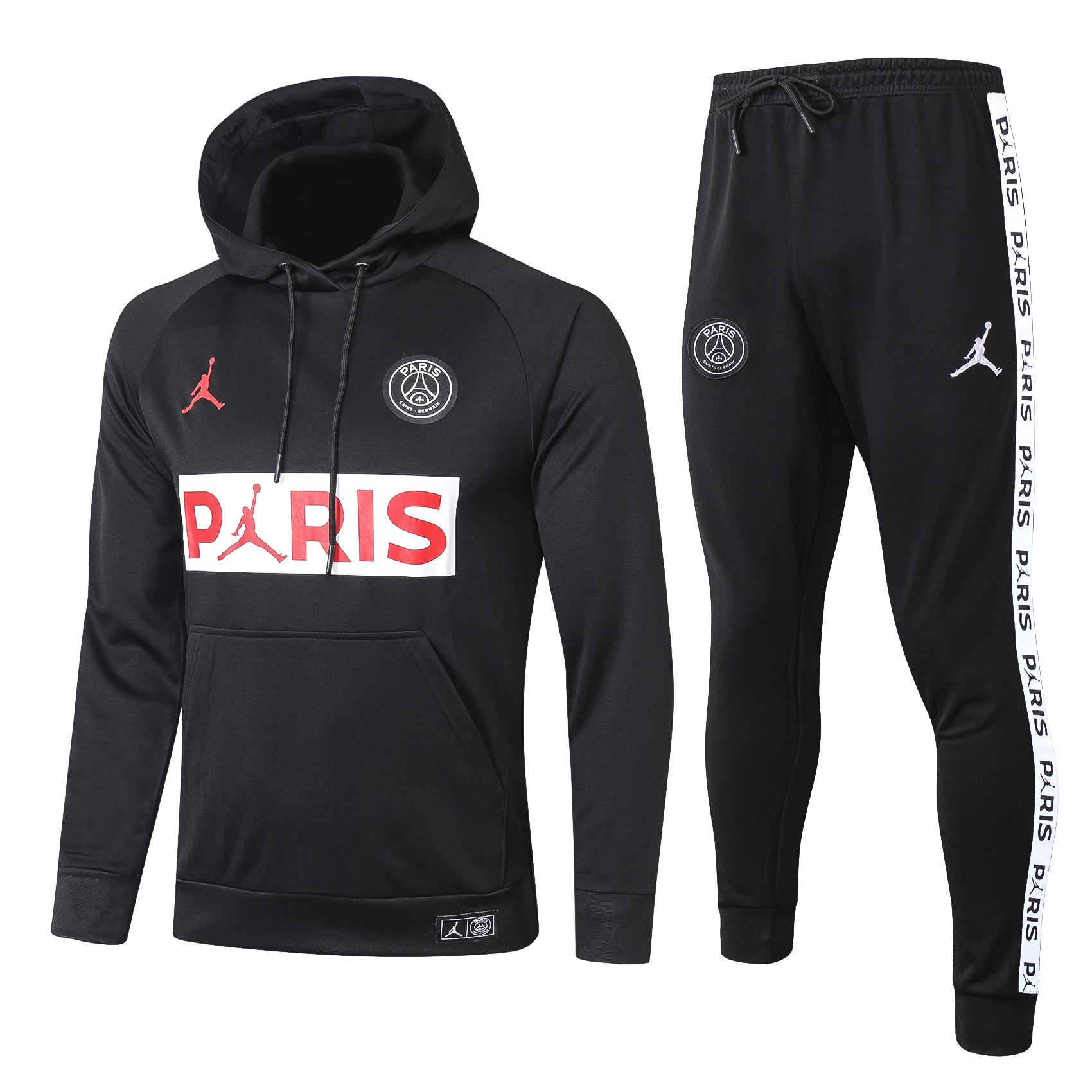 21-22 PSG Black Sweater Tracksuit with Cap Thai Quality - leoleo123123