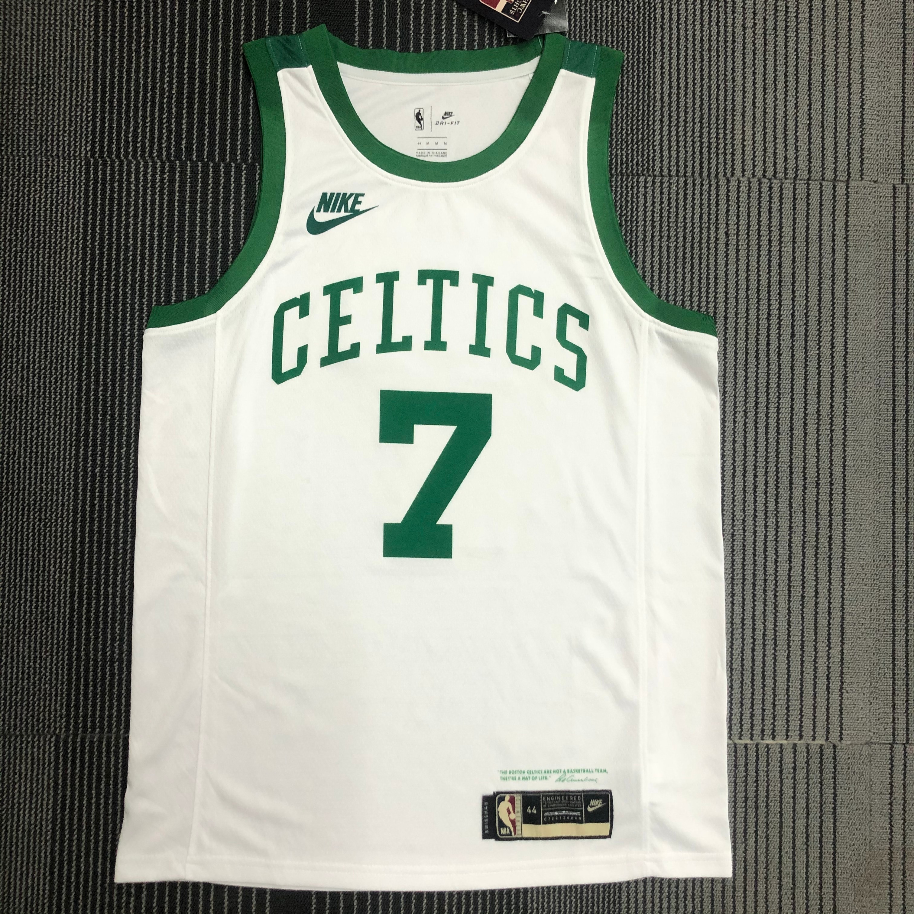 NBA 75th Anniversary Boston Celtics Retro White #7 BROWN Jersey High Quality Name and Number Print - leoleo123123