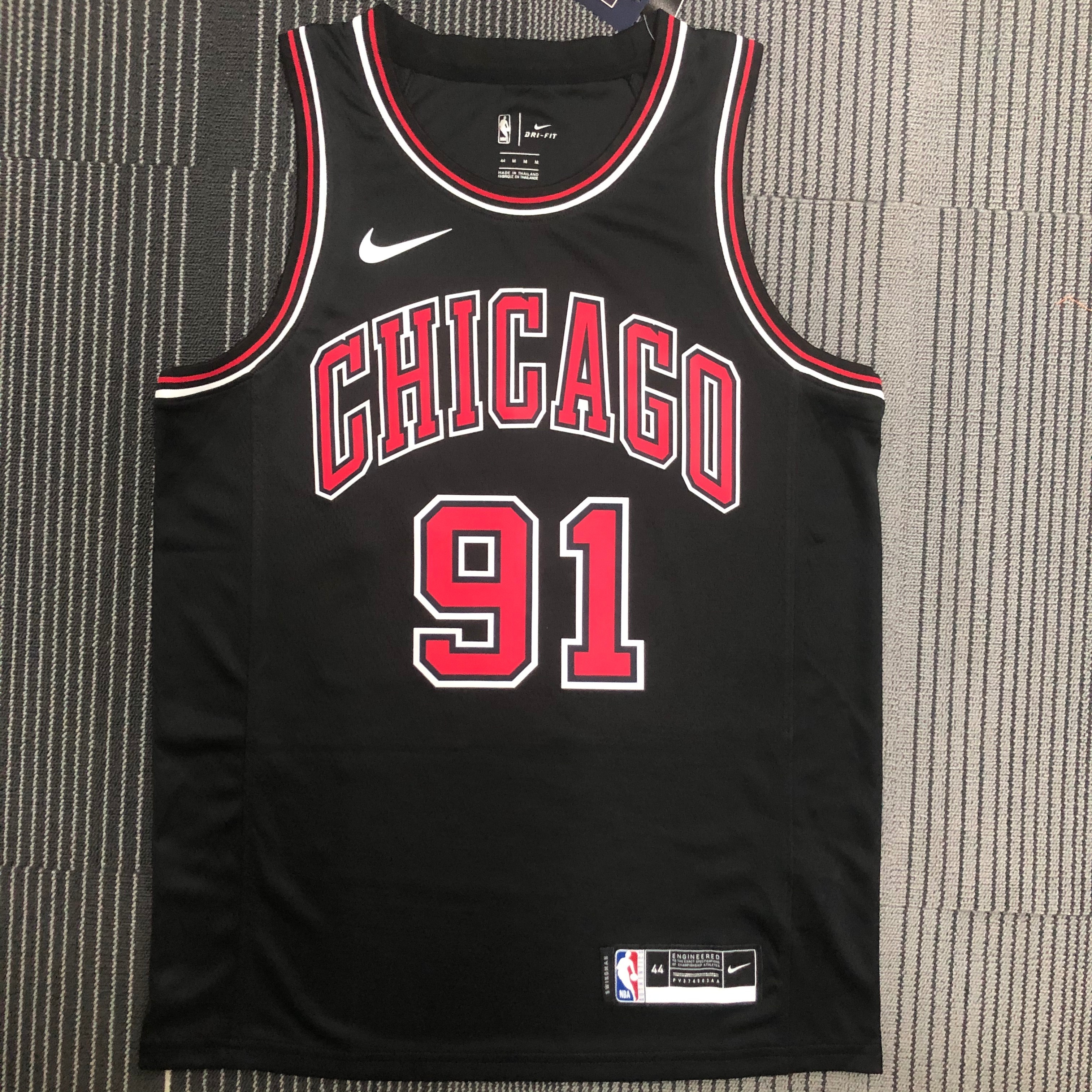 NBA Men Chicago Bulls Black #91 RODMAN Jersey High Quality Name and Number Print - leoleo123123