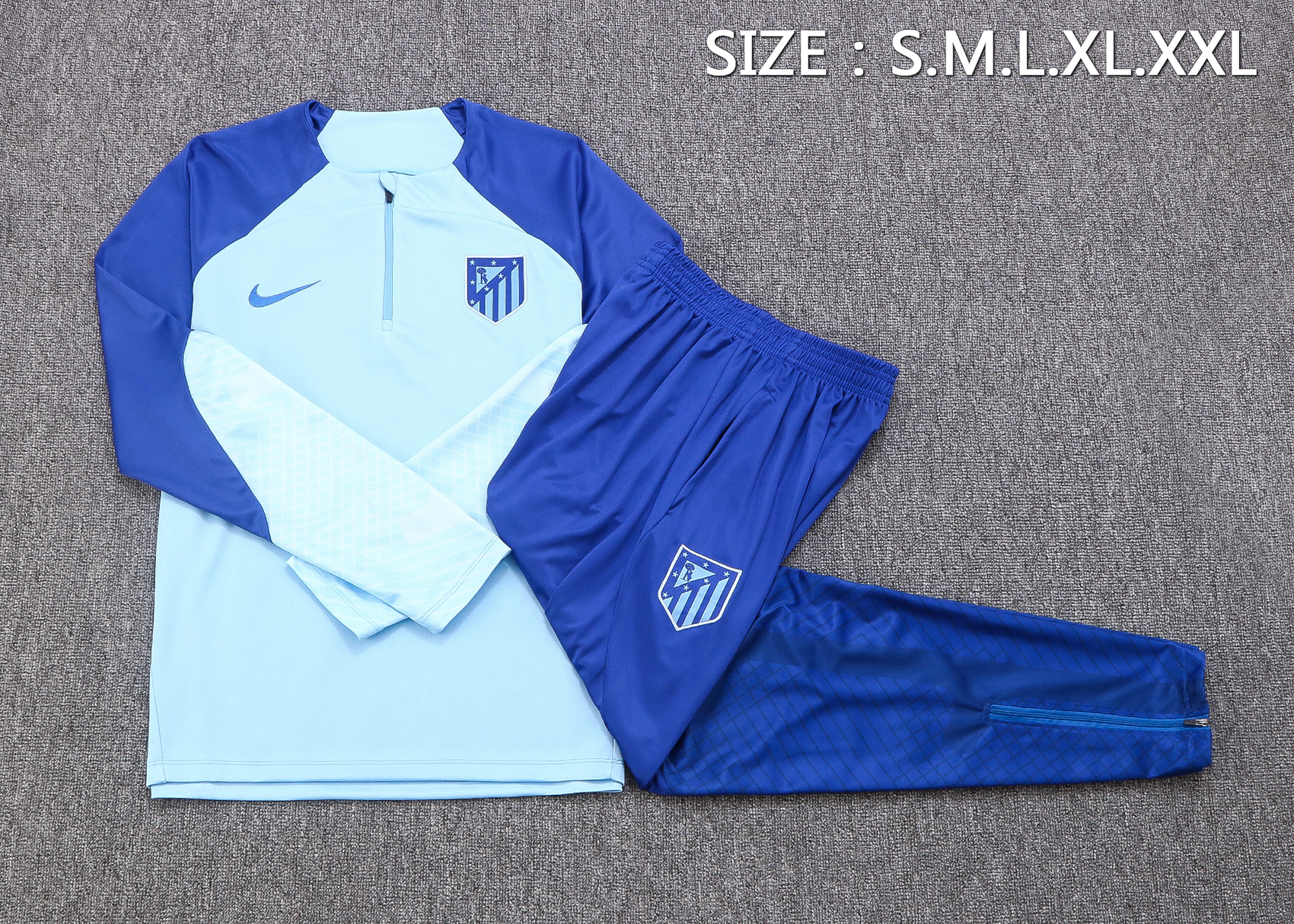 22-23 At Madrid Light Blue Sweater Tracksuit Thai Quality - leoleo123123