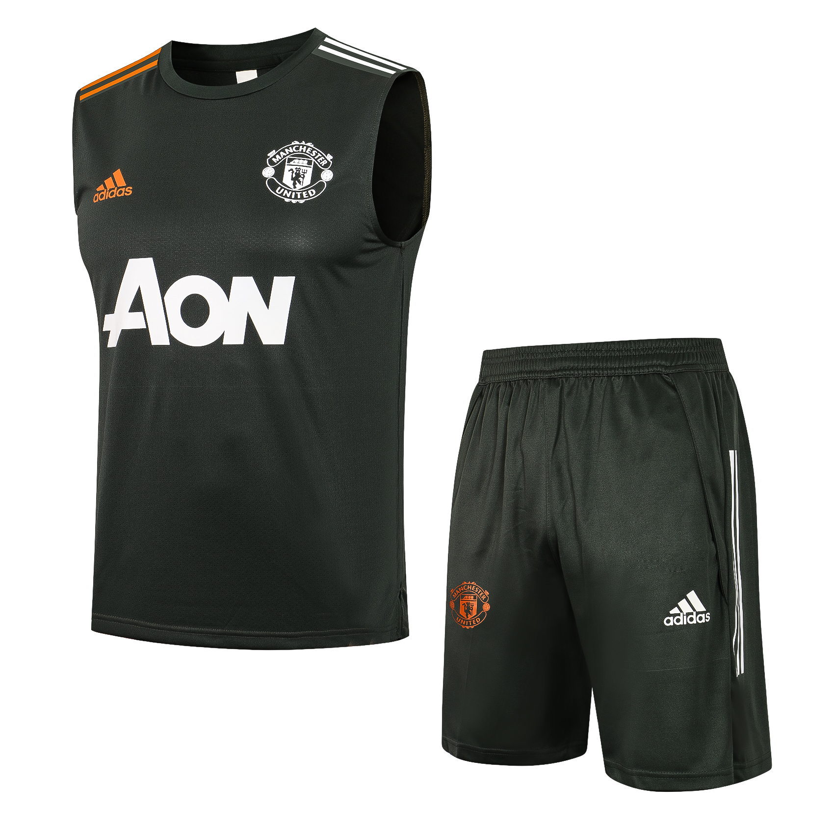 21/22 Manchester United Army Green Vest Training Set--Vest and Short Pant Training Tracksuit - leoleo123123