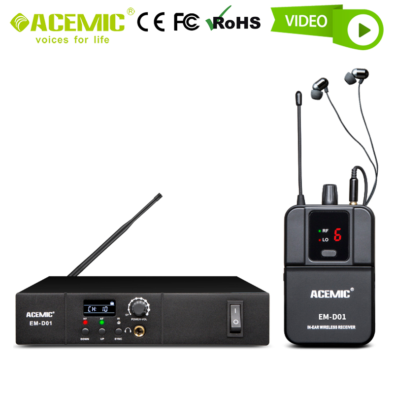 Wireless In-Ear Monitor System UHF Personal Budget 1 Channel Set Pack Earbud Digital Earphone Single IEM Stage Return for Singer - leoleo123123