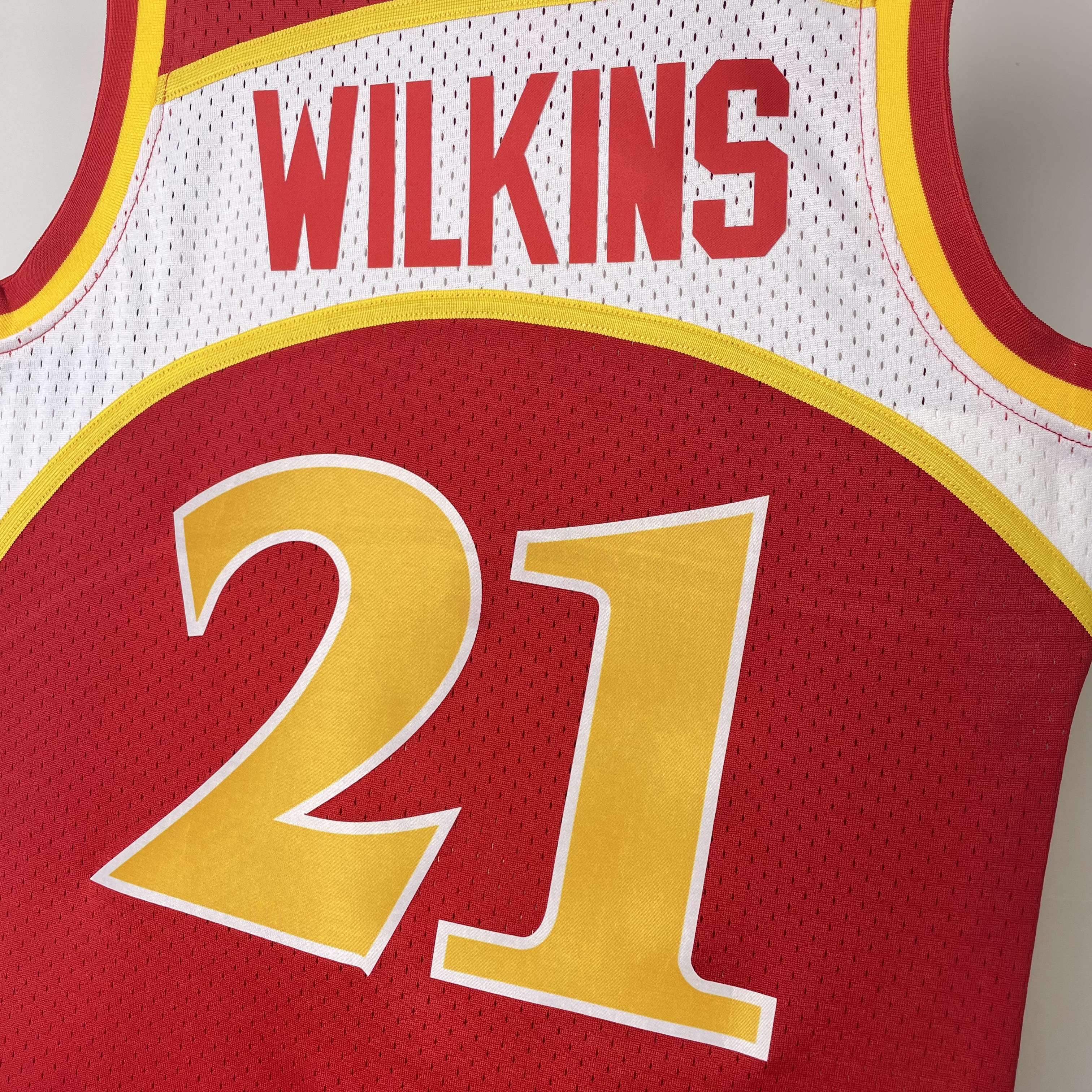 NBA Men 85-86 Atlanta Hawks Red #21 WILKINS Jersey High Quality Name and Number Print - leoleo123123