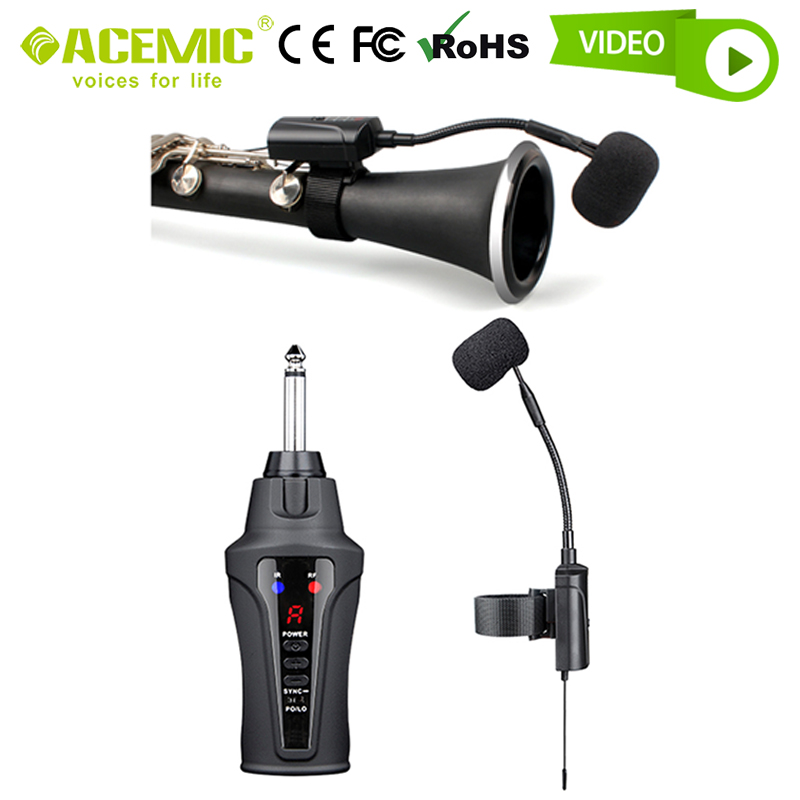 Clarinet Microphone Wireless System Set Bass Belt Pickup Clip-On Condenser for Miking Erhu Live Recording Music Wind Instrument - leoleo123123