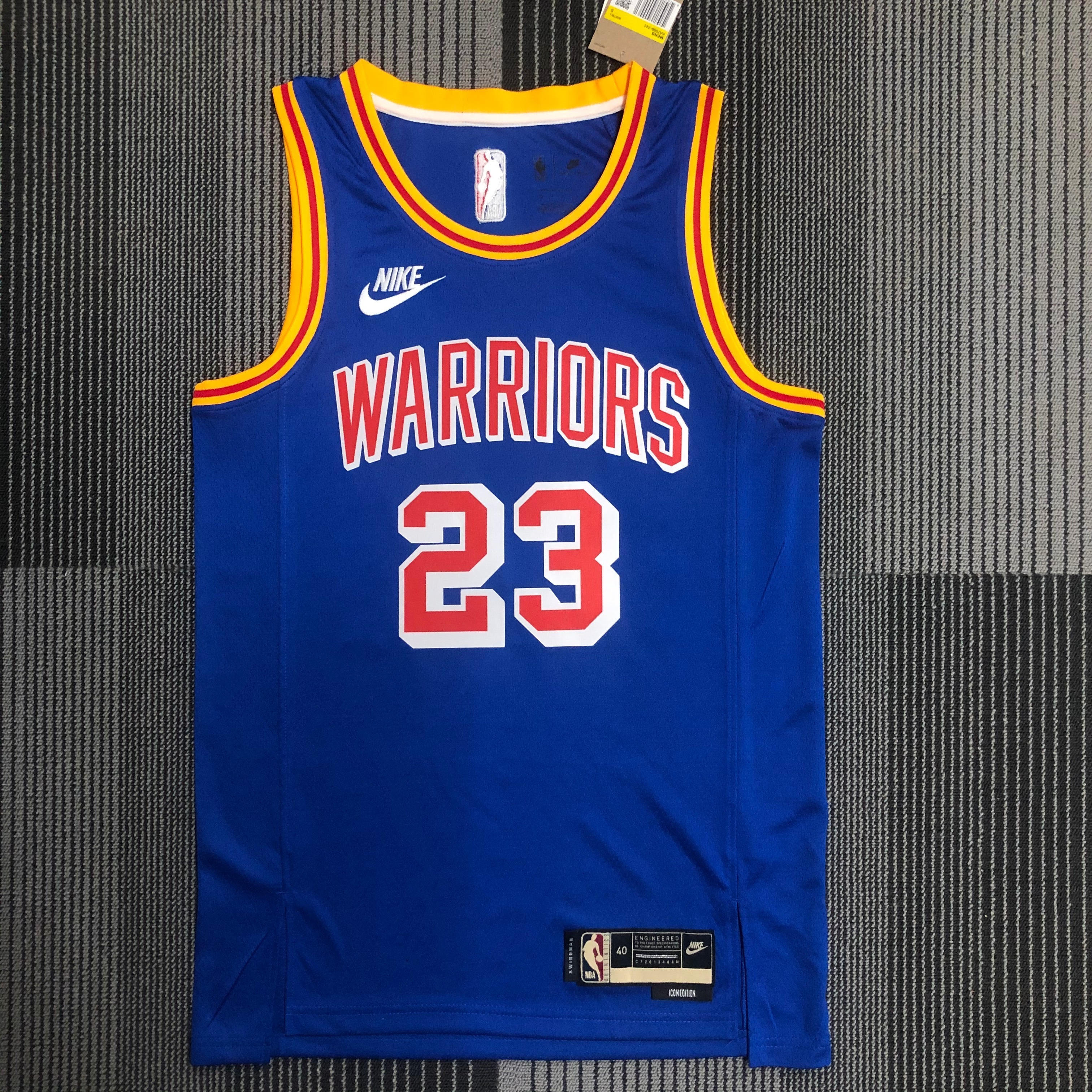 NBA Men Golden State Warriors Retro Blue #23 GREEN Jersey High Quality Name and Number Print - leoleo123123