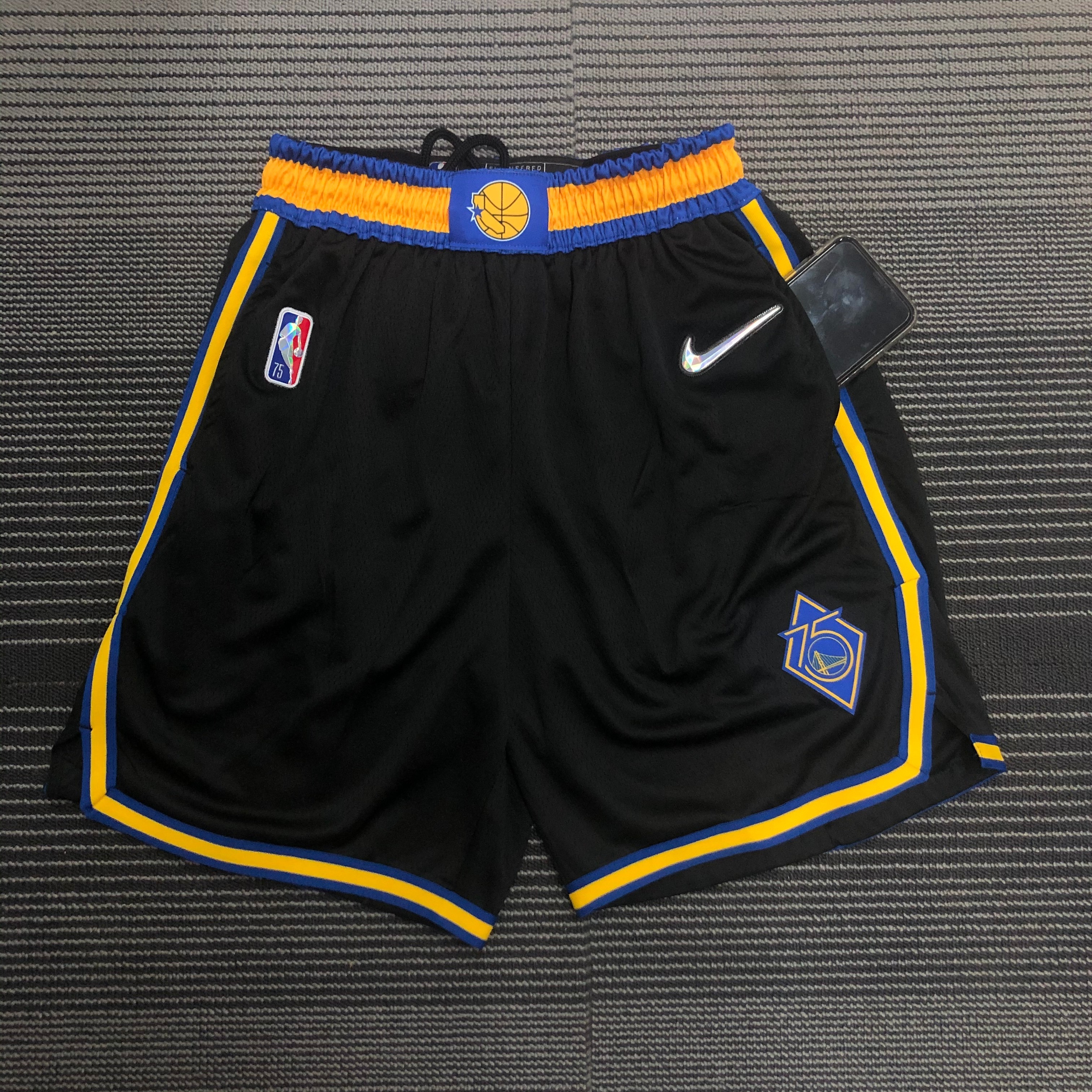 NBA Men 75th Anniversary Season 2022 Golden State Warriors Black Pant High Quality Name and Number Print - leoleo123123