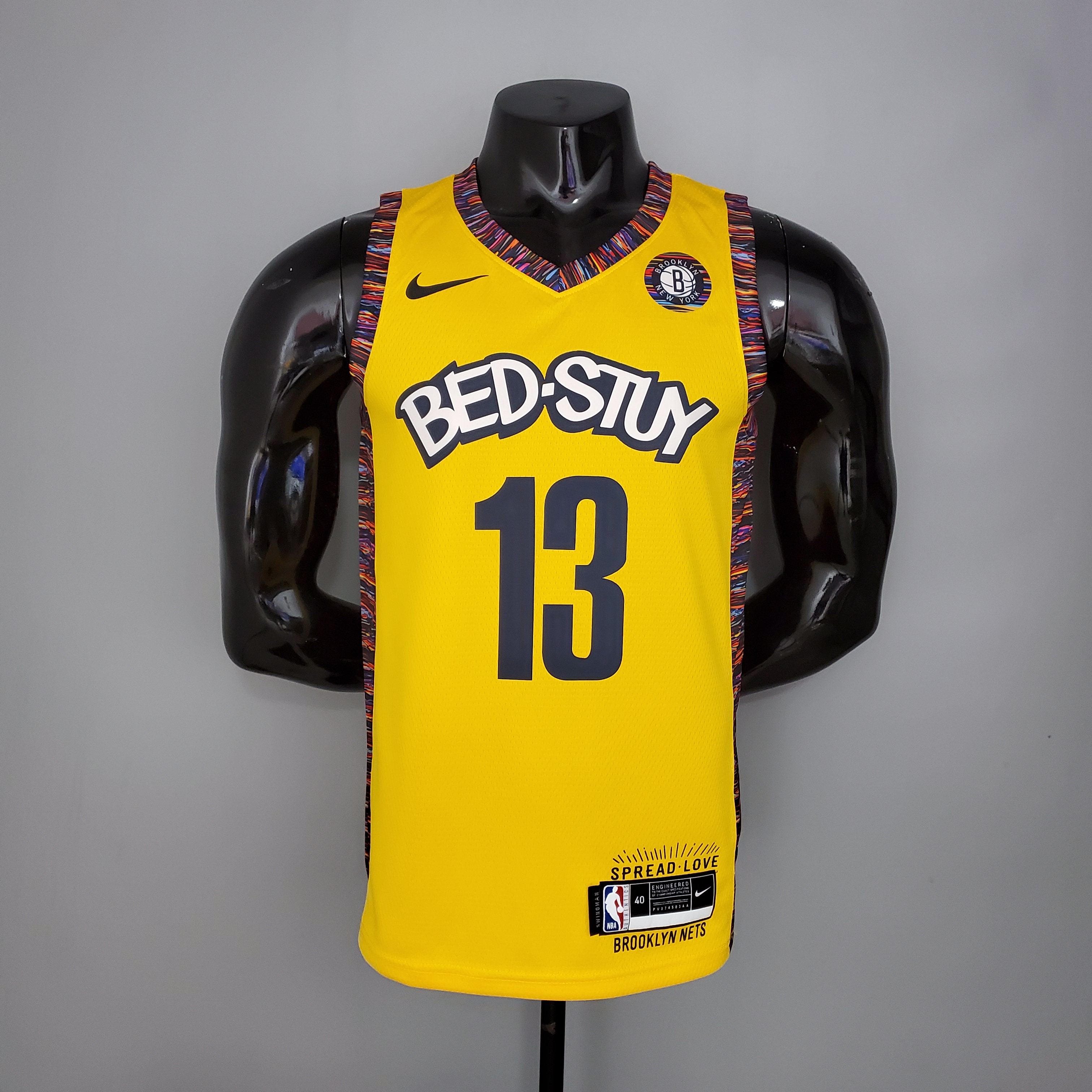 NBA Men Brooklyn Nets Yellow #13 HARDEN Jersey High Quality Name and Number Print - leoleo123123