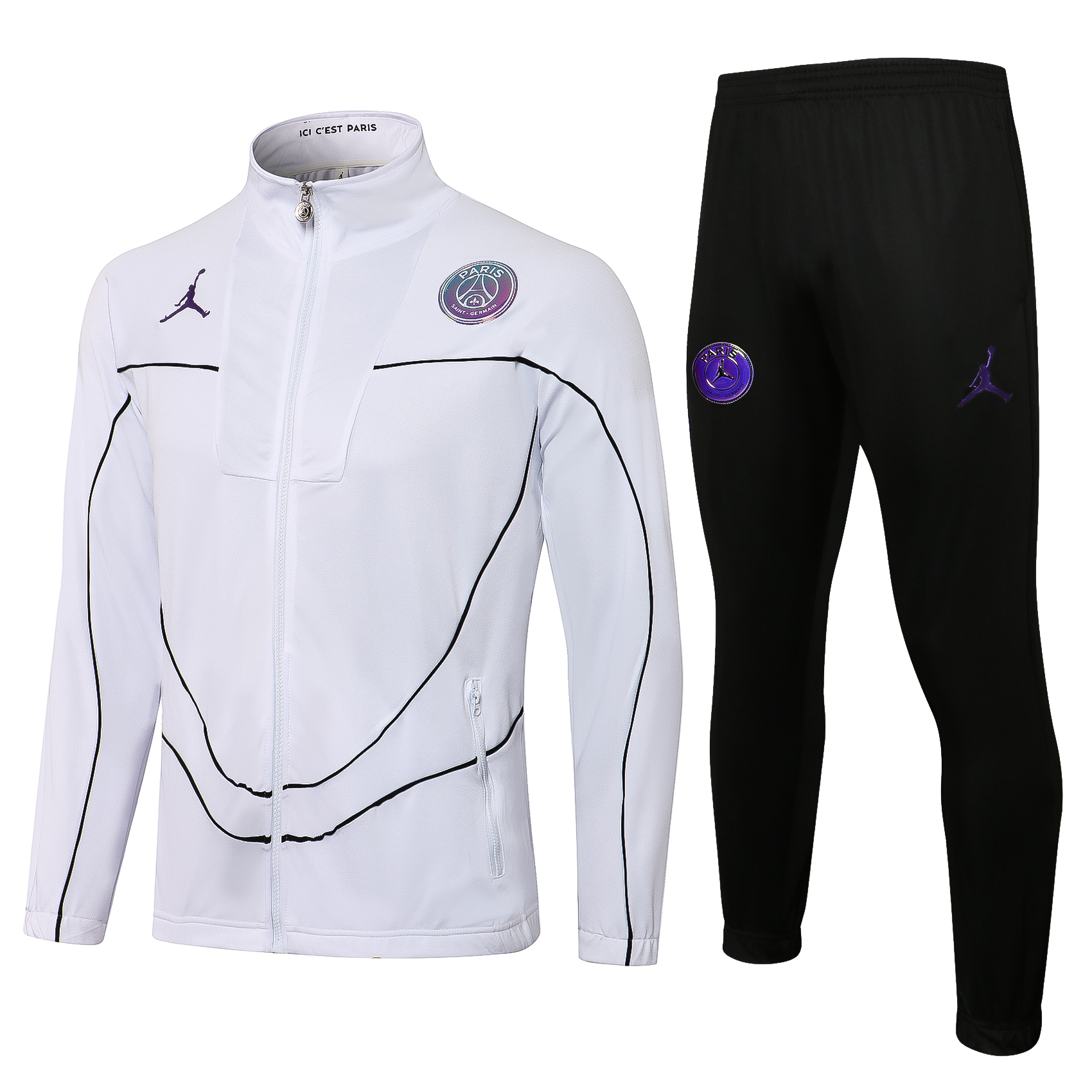 21-22 PSG White Jacket with Jordan Logo Tracksuit Thai Quality - leoleo123123