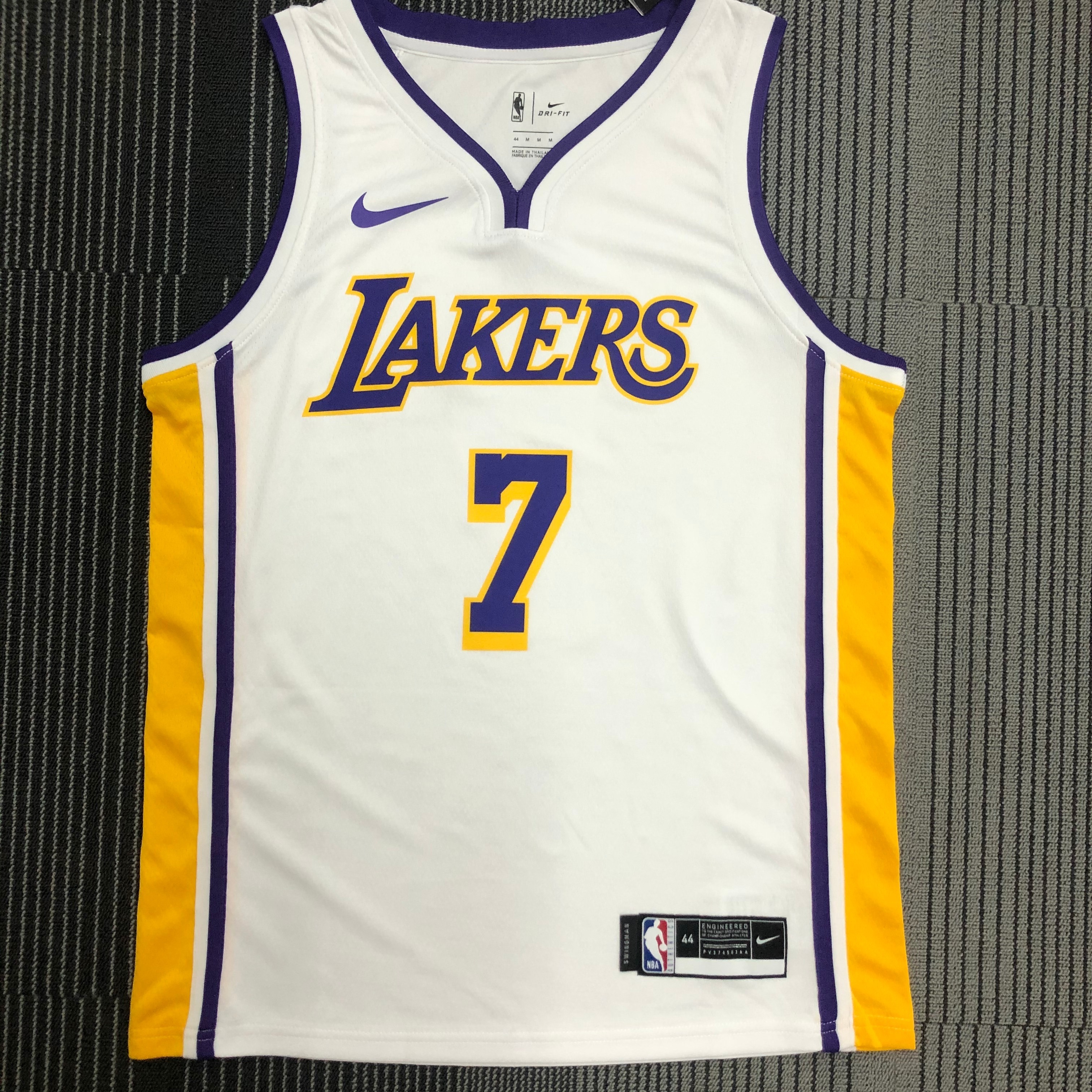 NBA Men Los Angeles Lakers #7 ANTHONY White V-neck Jersey High Quality Name and Number Print - leoleo123123
