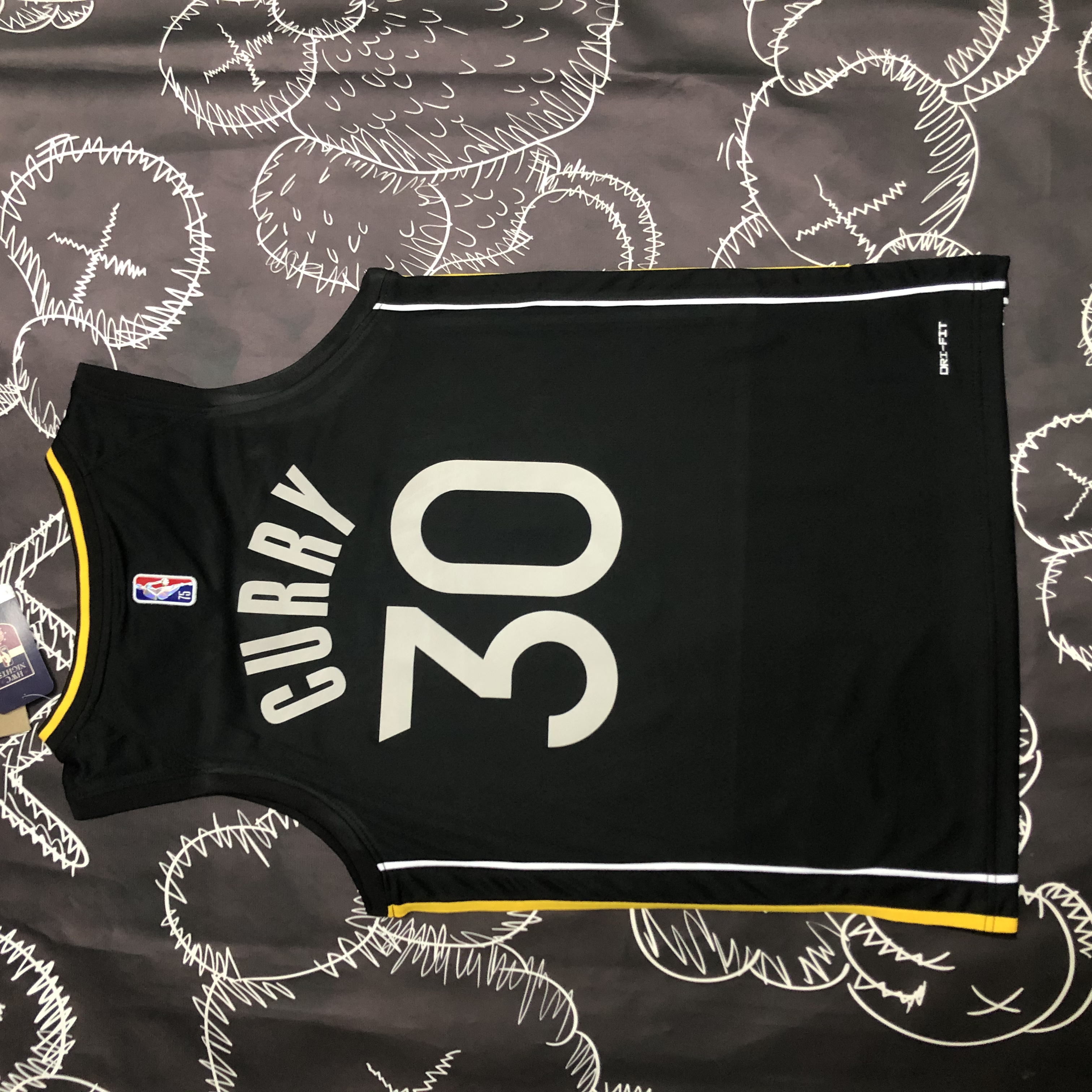 NBA Men 75th Anniversary Golden State Warriors Elect Series Black #30 CURRY Jersey High Quality Name and Number Print - leoleo123123