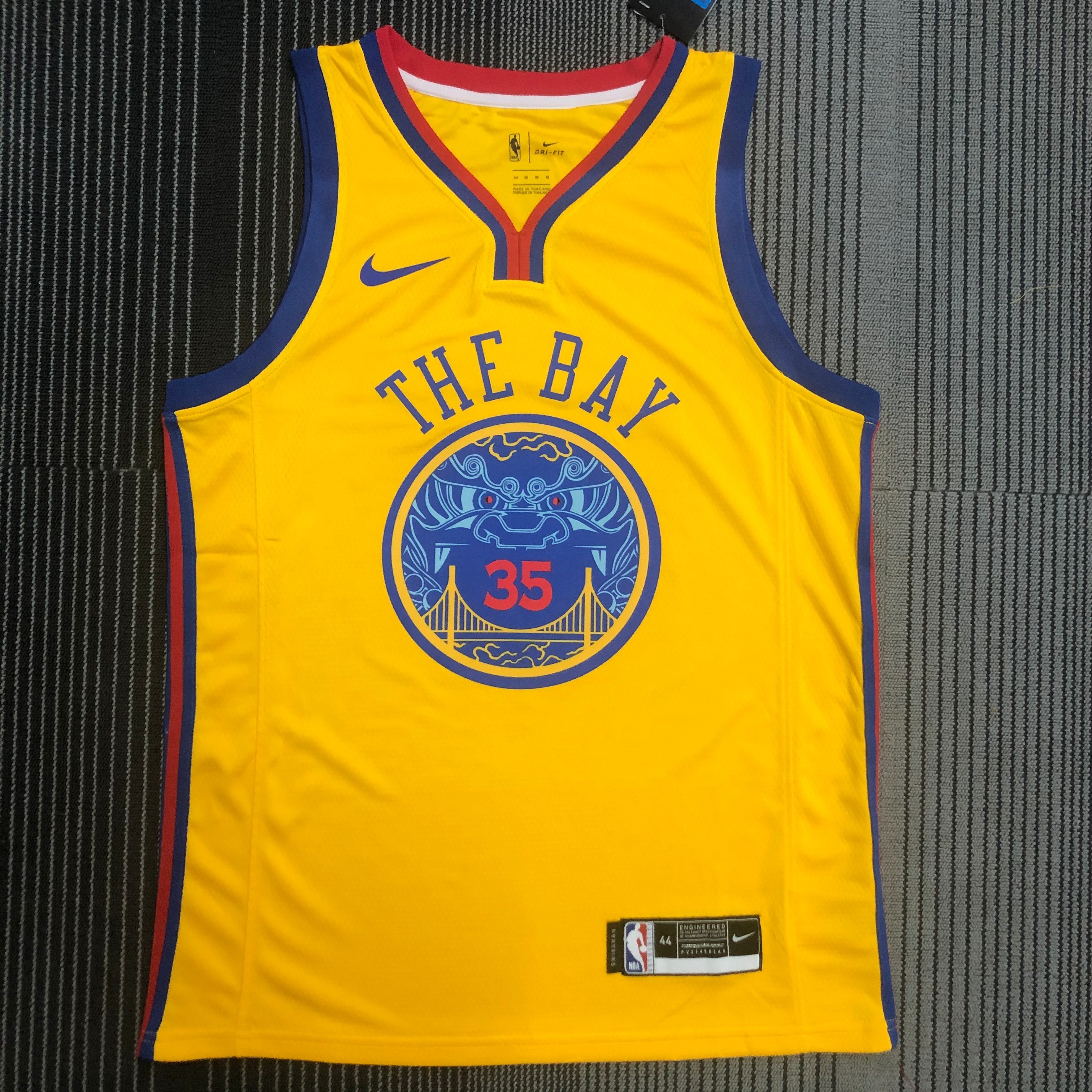 NBA Men Season 2018 Dragon Version Golden State Warriors Yellow #35 DURANT Jersey High Quality Name and Number Print - leoleo123123