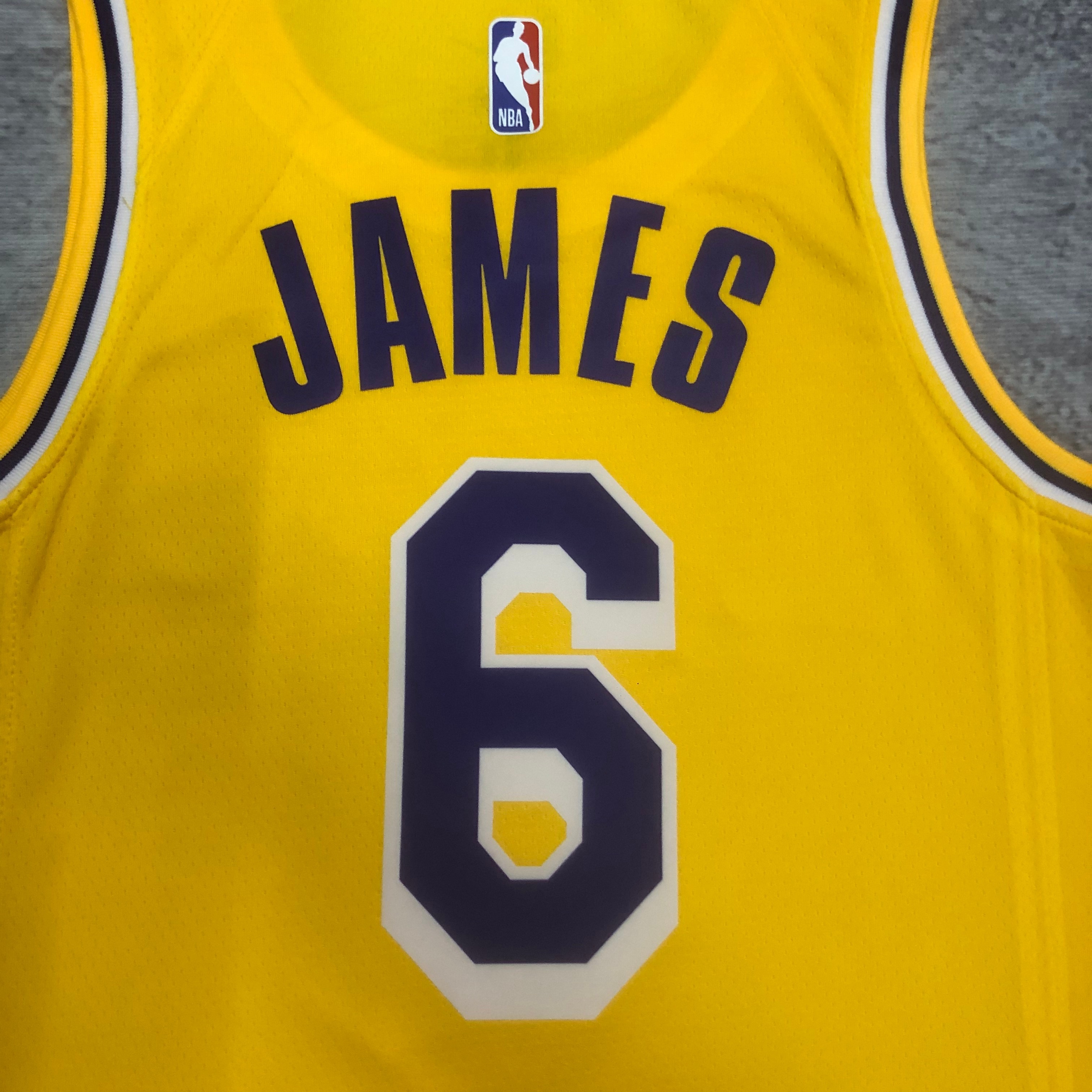 NBA Men Season 2023 Los Angeles Lakers Yellow #6 JAMES Jersey High Quality Name and Number Print - leoleo123123