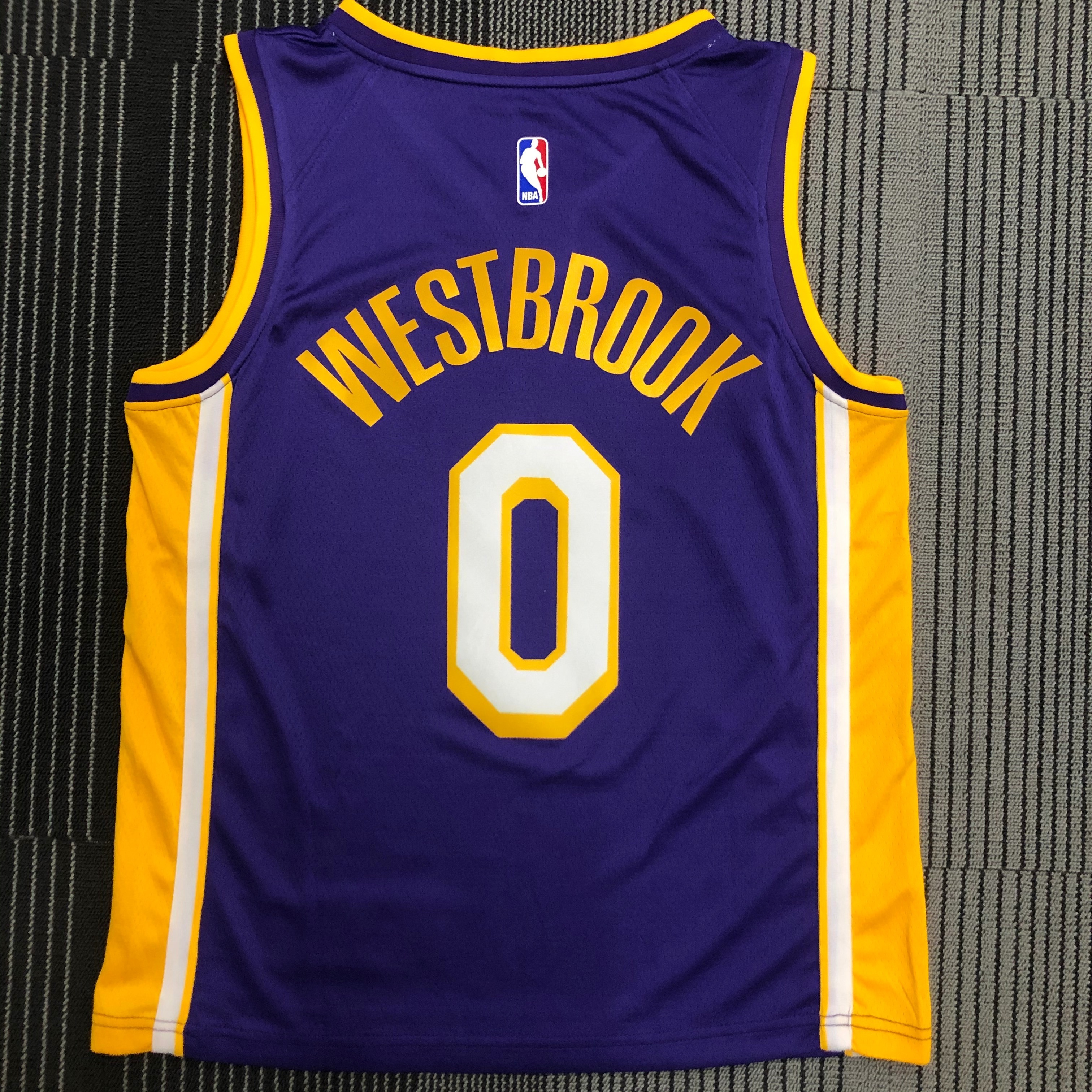 NBA Men Los Angeles Lakers Purple #0 WESTBROOK V-neck Jersey High Quality Name and Number Print - leoleo123123