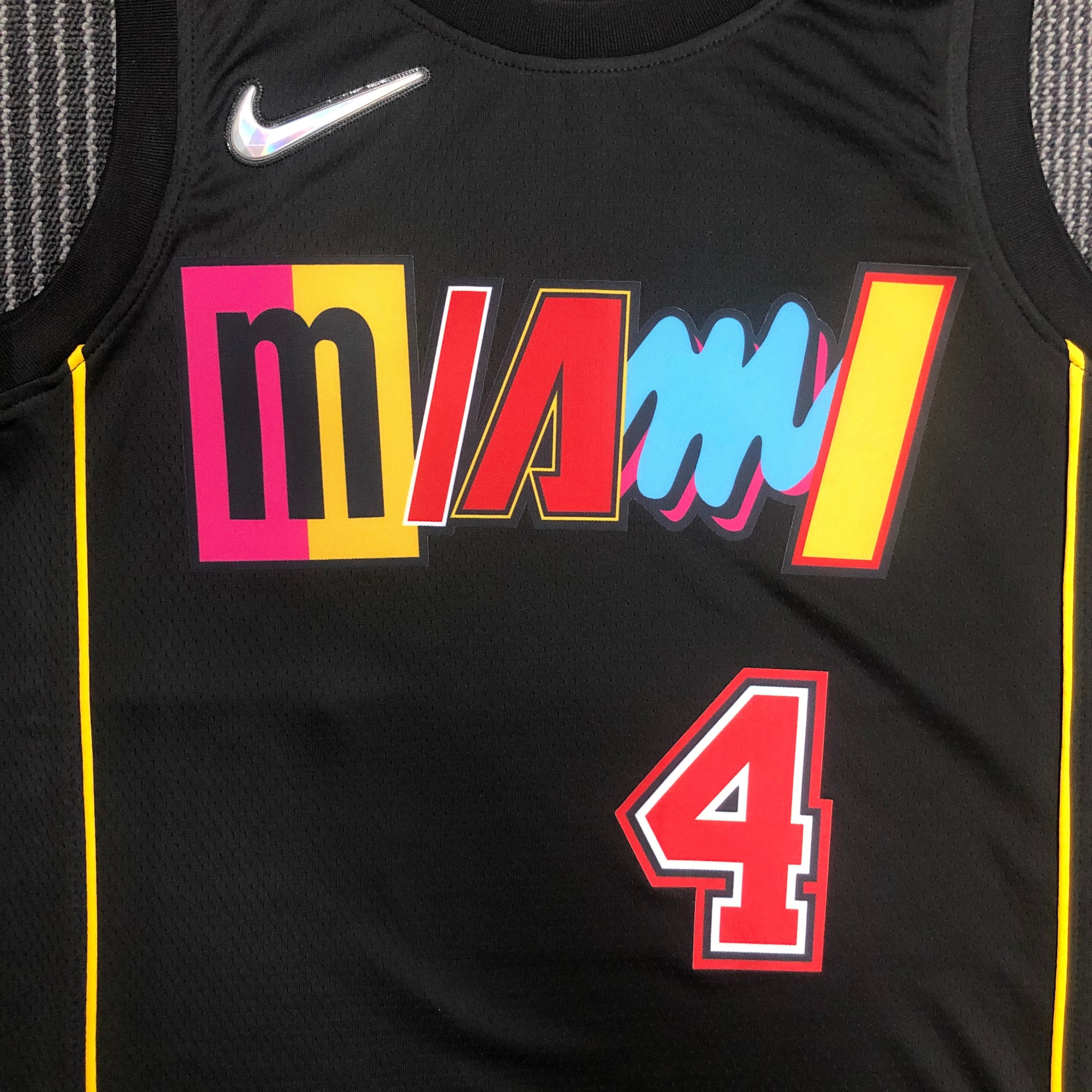 NBA Men 75th Anniversary Season 2022 Miami Heat Black #4 DLADIPO Jersey High Quality Name and Number Print - leoleo123123