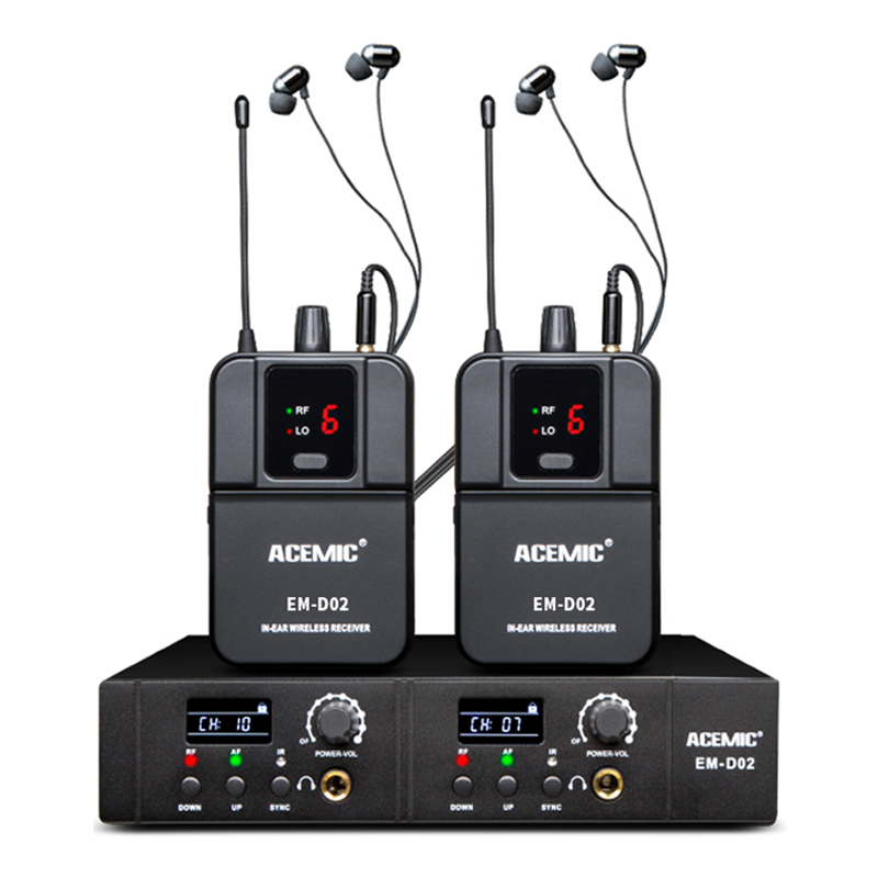 Wireless In-Ear Monitor System UHF Personal Budget 2 Channel Set Bodypack Earbud Digital Earphone IEM Stage Return for Band Twin - leoleo123123