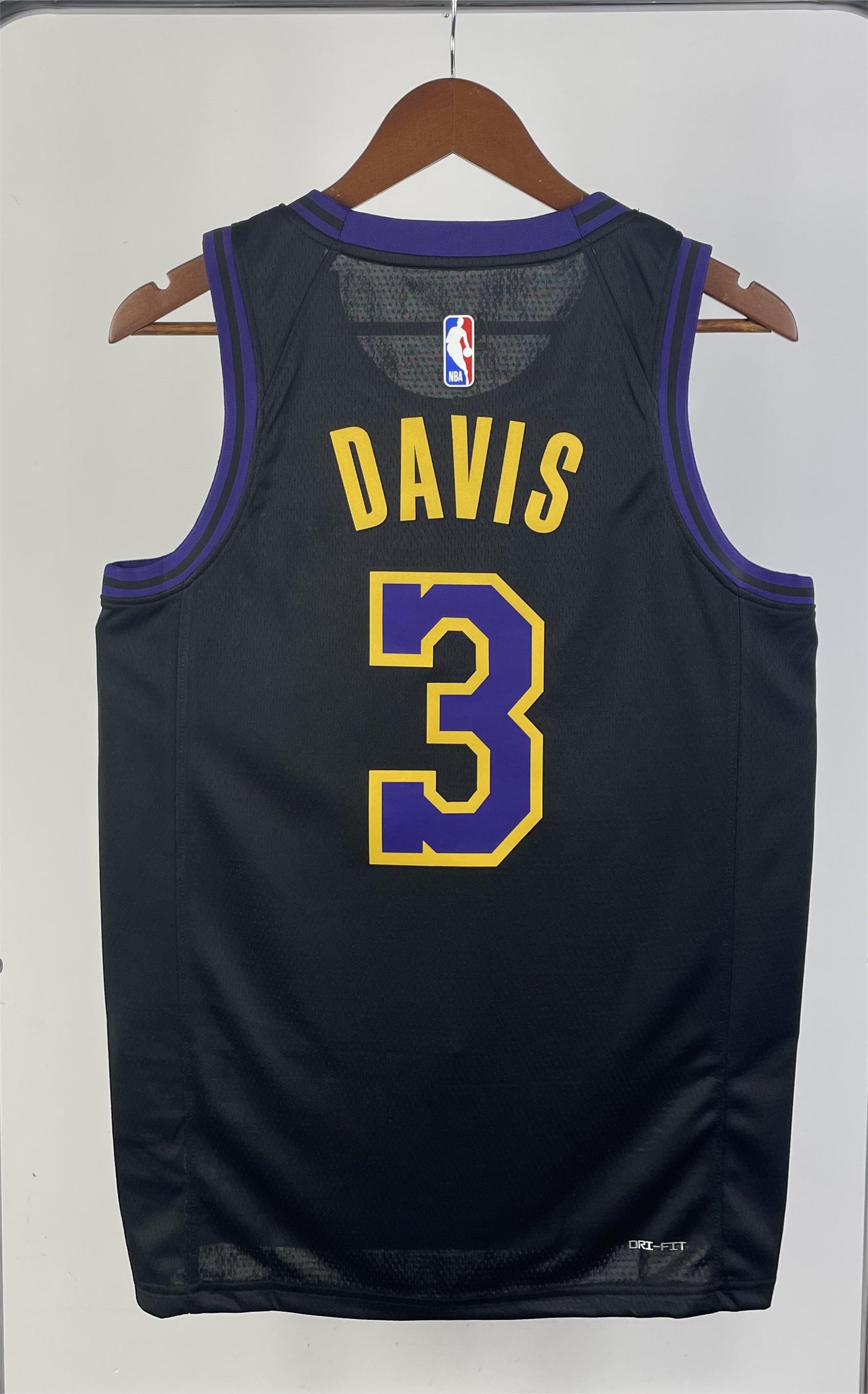 NBA Men 2024 Los Angeles Lakers Black City Version #3 DAVIS Jersey High Quality Name and Number Print - leoleo123123