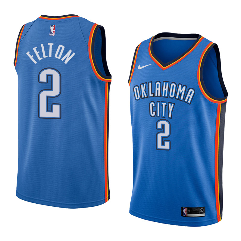 NBA Men Oklahoma City Thunder Blue #2 FELTON Jersey High Quality Name and Number Print - leoleo123123