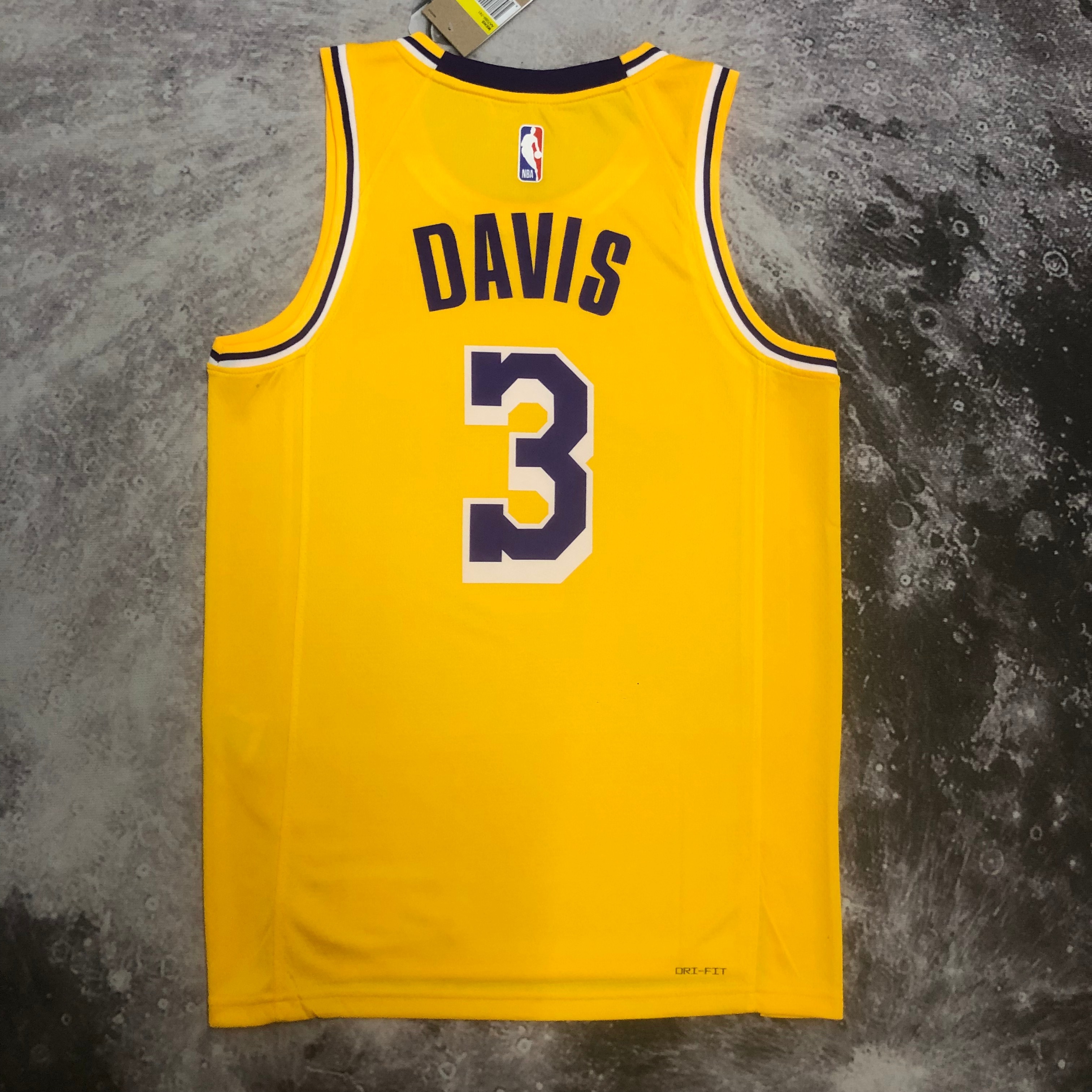 NBA Men Season 2023 Los Angeles Lakers Yellow #3 DAVIS Jersey High Quality Name and Number Print - leoleo123123