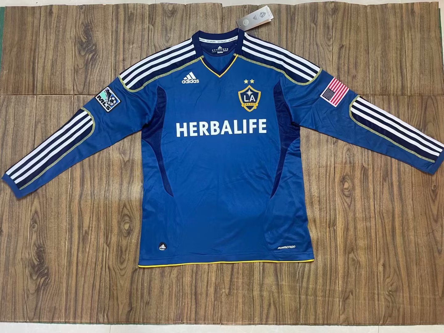11/12 LA Galaxy Away Blue Retro Jersey Long Sleeve Fans Version - leoleo123123