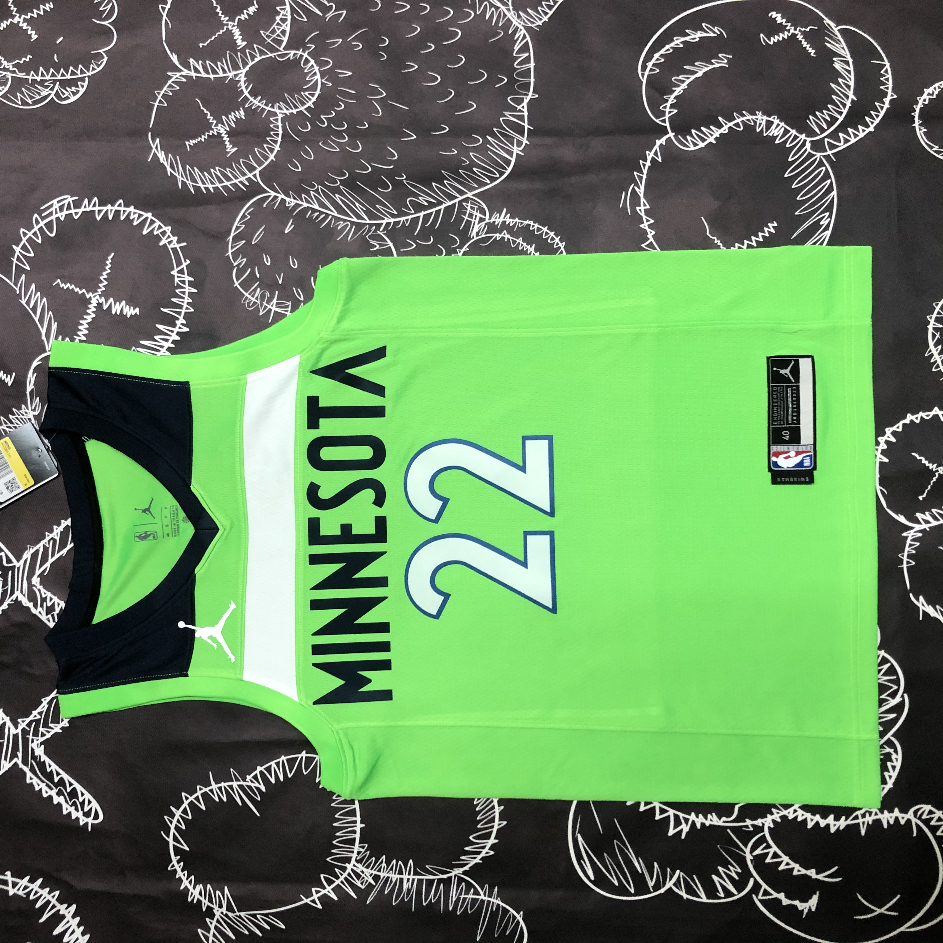 NBA Men Minnesota Timberwolves Green #22 WIGGINS Jersey High Quality Name and Number Print - leoleo123123
