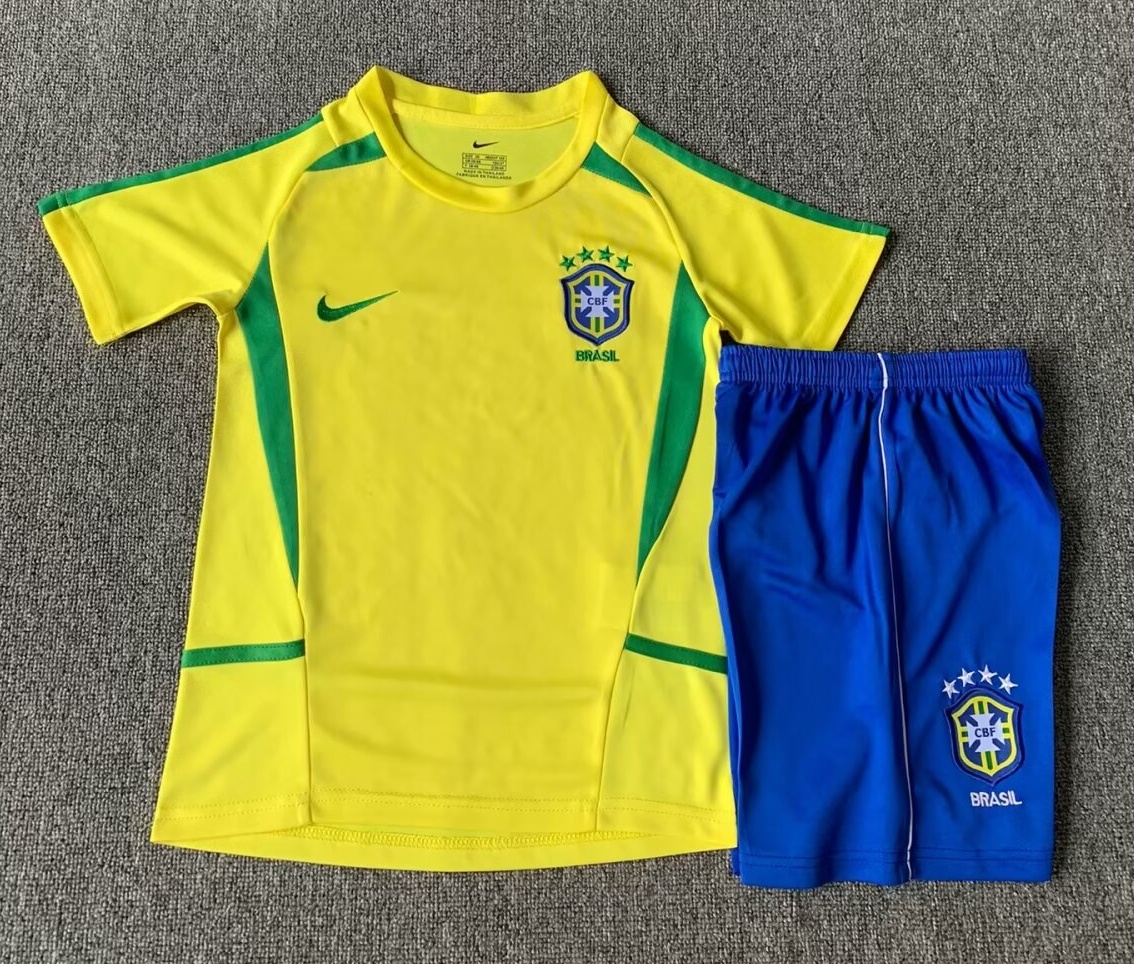 2002 Brazil Home Retro Kids Jersey - leoleo123123