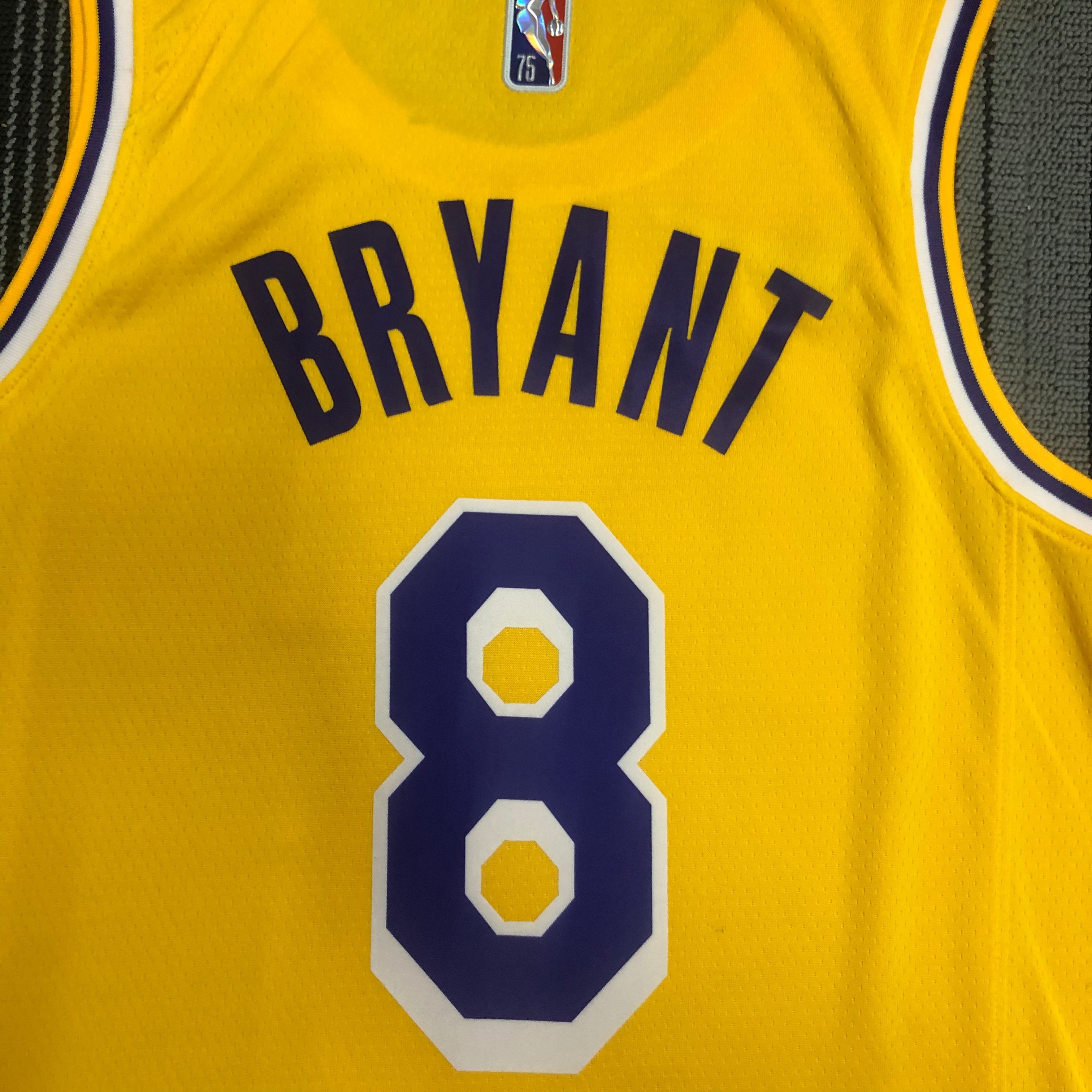 NBA 75th Anniversary Los Angeles Lakers Yellow Round Neck #8 BRYANT Jersey High Quality Name and Number Print - leoleo123123