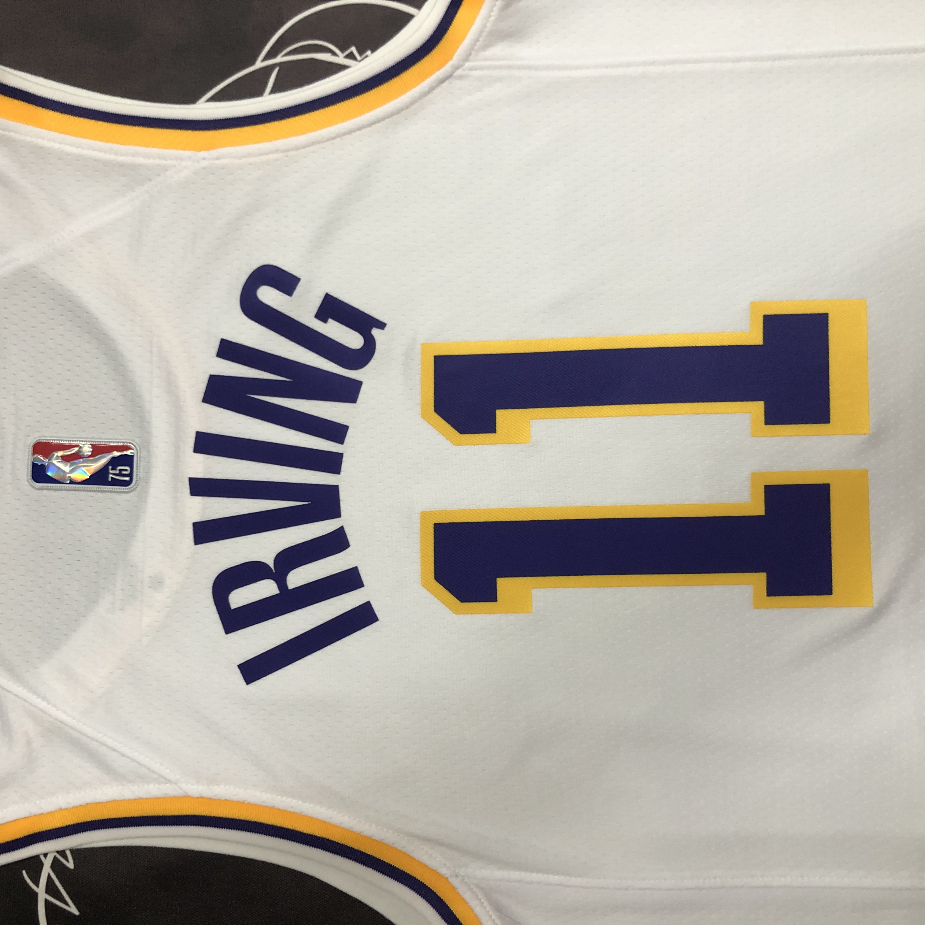 NBA 75th Anniversary Los Angeles Lakers White Round Neck #11 IRVING Jersey High Quality Name and Number Print - leoleo123123