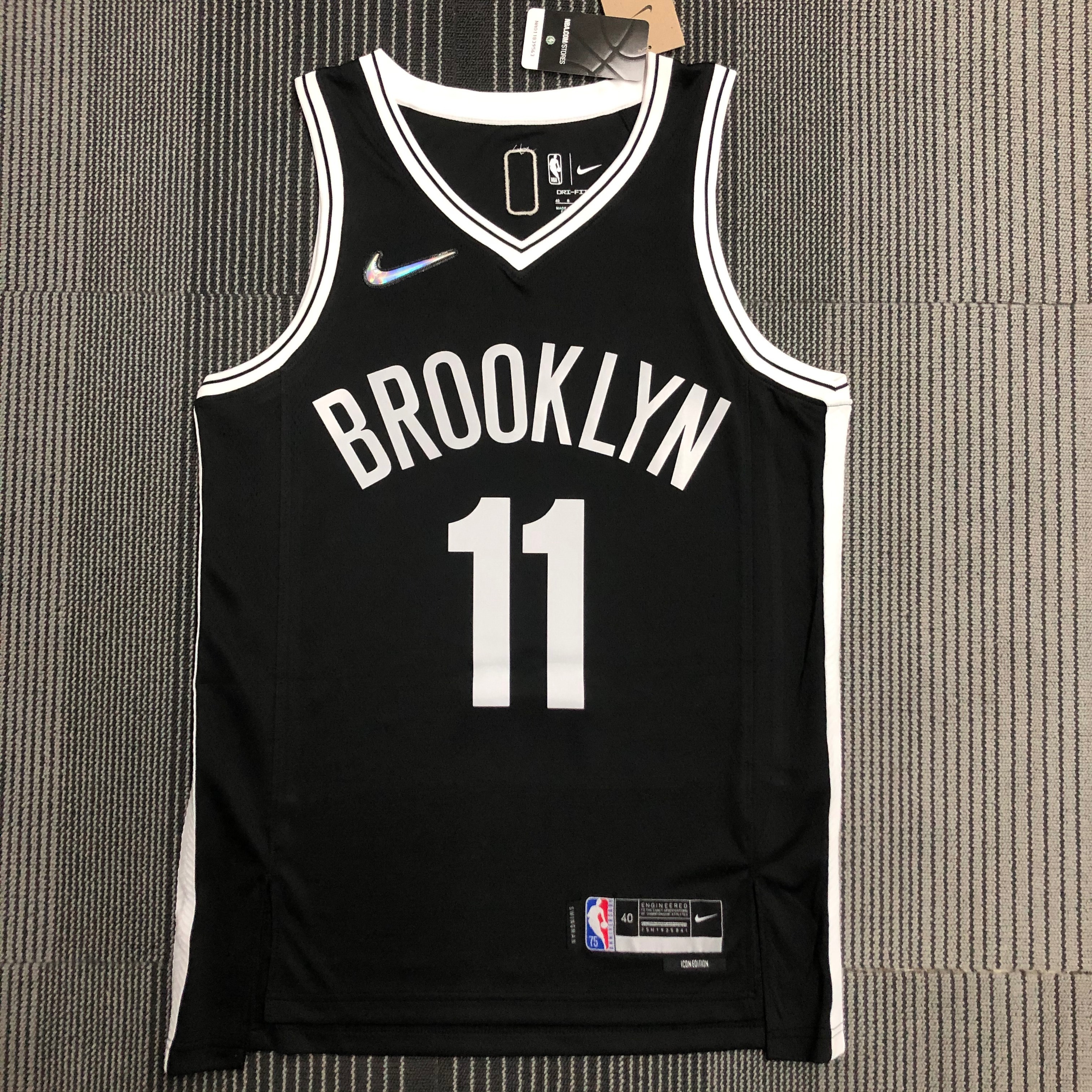 NBA Men 75th Anniversary Brooklyn Nets Black #11 IRVING Jersey High Quality Name and Number Print - leoleo123123