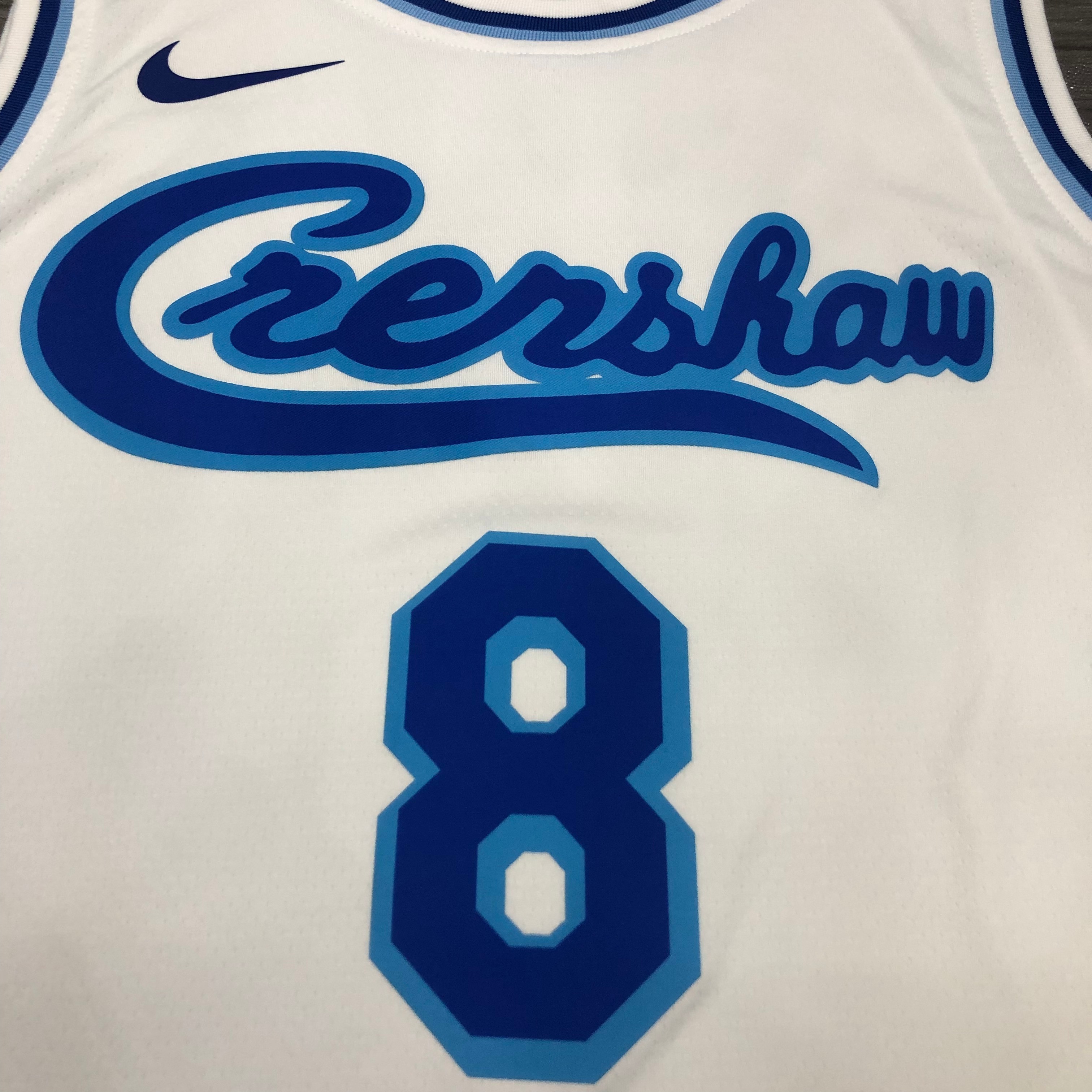 NBA Men Los Angeles Lakers Retro in Latin with Crenshaw #8 BRYANT white Round Neck Jersey High Quality Name and Number Print - leoleo123123
