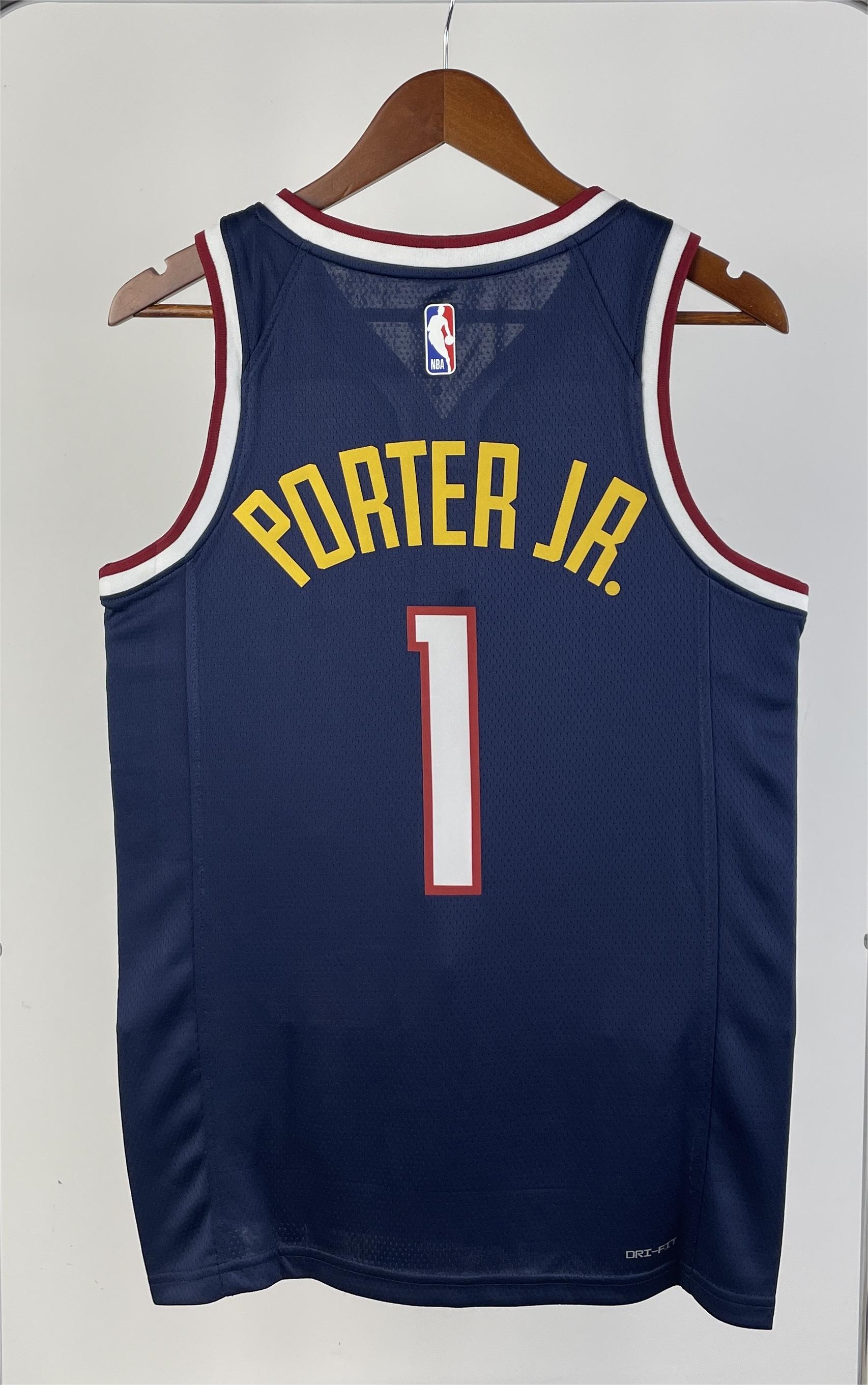 NBA Men Season 2023 Denver Nuggets Dark Blue #1 PORTER JR. Jersey High Quality Name and Number Print - leoleo123123