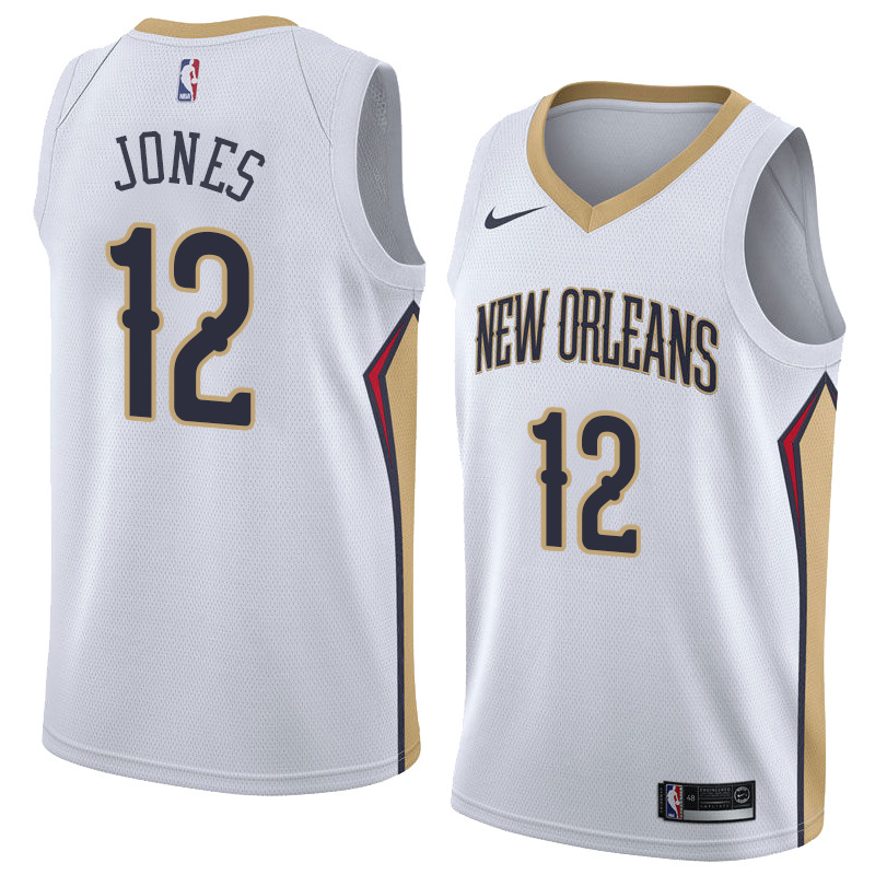 NBA Men New Orleans Pelicans White #12 JONES Jersey High Quality Name and Number Print - leoleo123123