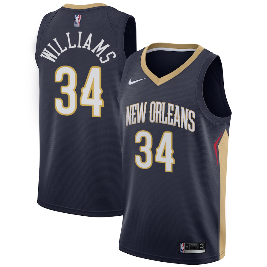 NBA Men New Orleans Pelicans Dark Blue #34 WILLIAMS Jersey High Quality Name and Number Print - leoleo123123