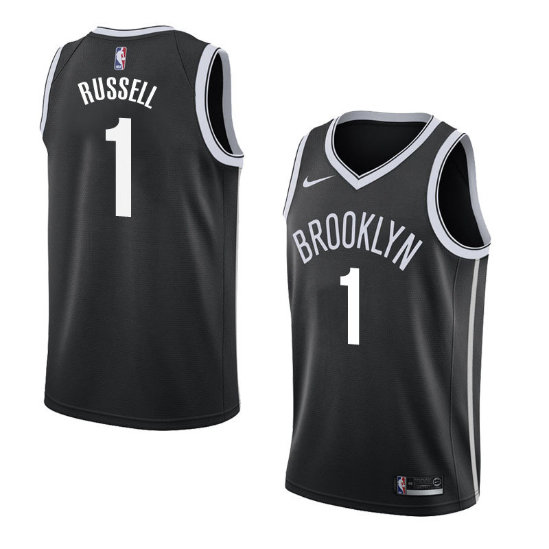NBA Men New Brooklyn Nets Black #1 RUSSELL Jersey High Quality Name and Number Print - leoleo123123