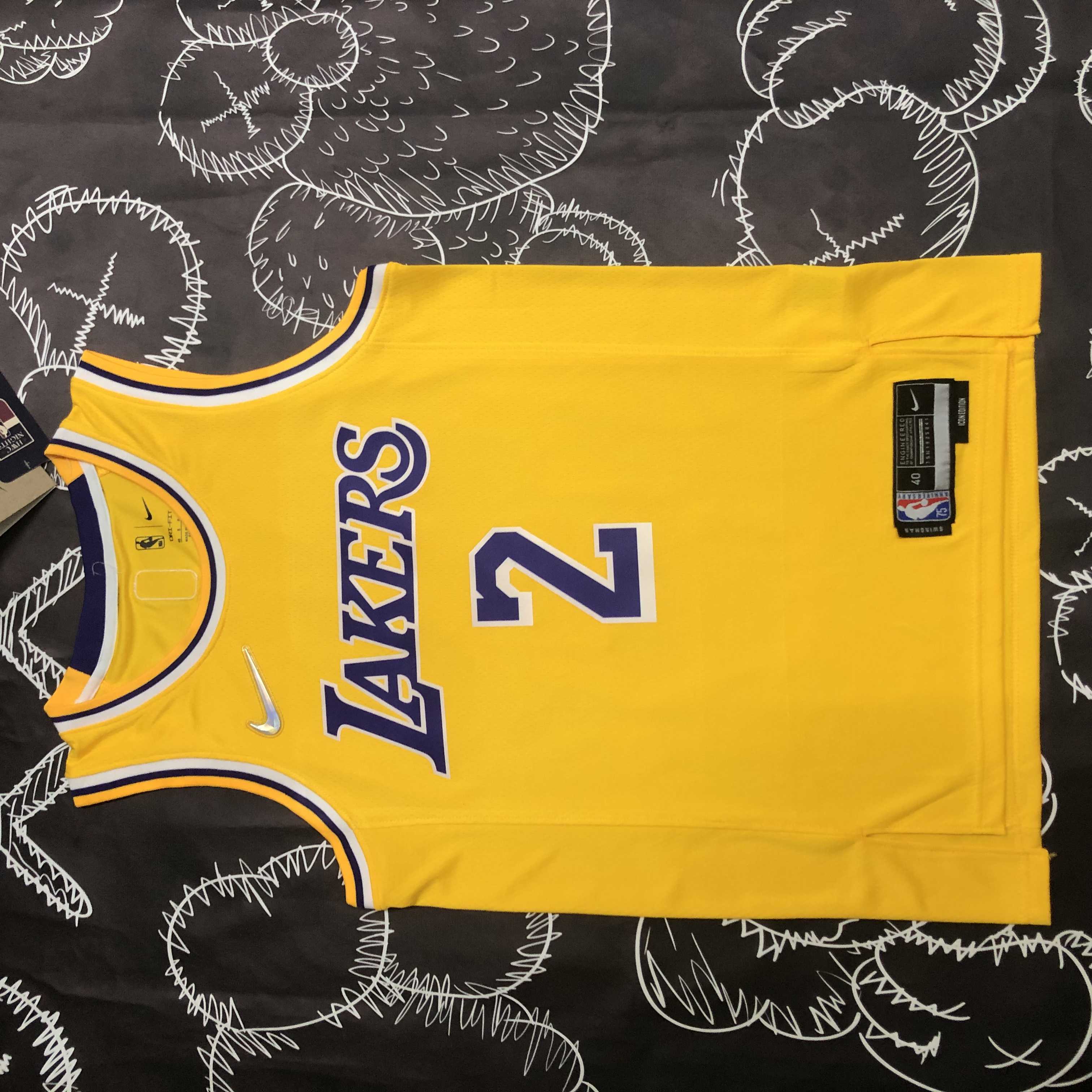NBA 75th Anniversary Los Angeles Lakers Yellow Round Neck #2 IRVING Jersey High Quality Name and Number Print - leoleo123123