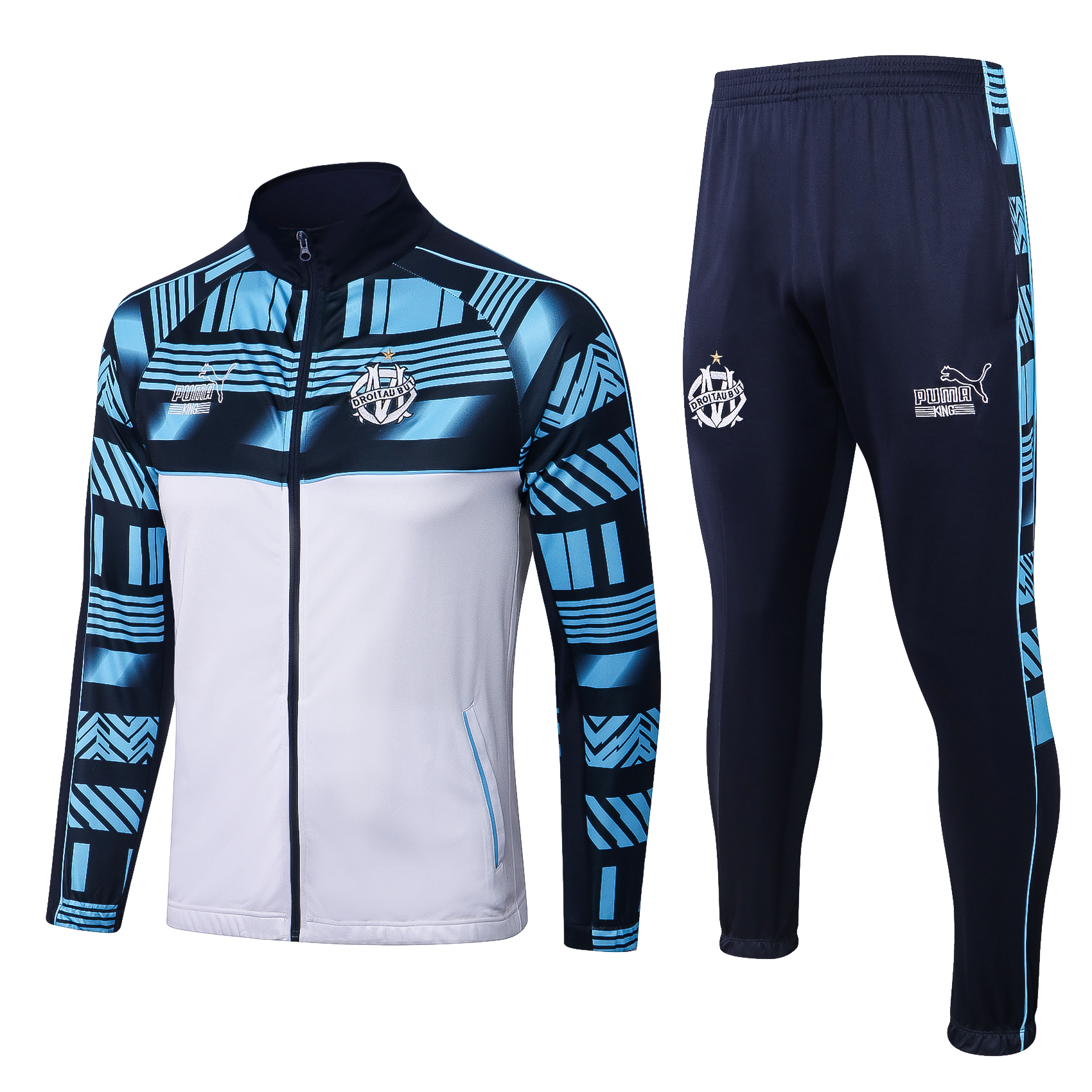 22-23 Marseille White Jacket Tracksuit with Ink-jet Printing Thai Quality - leoleo123123