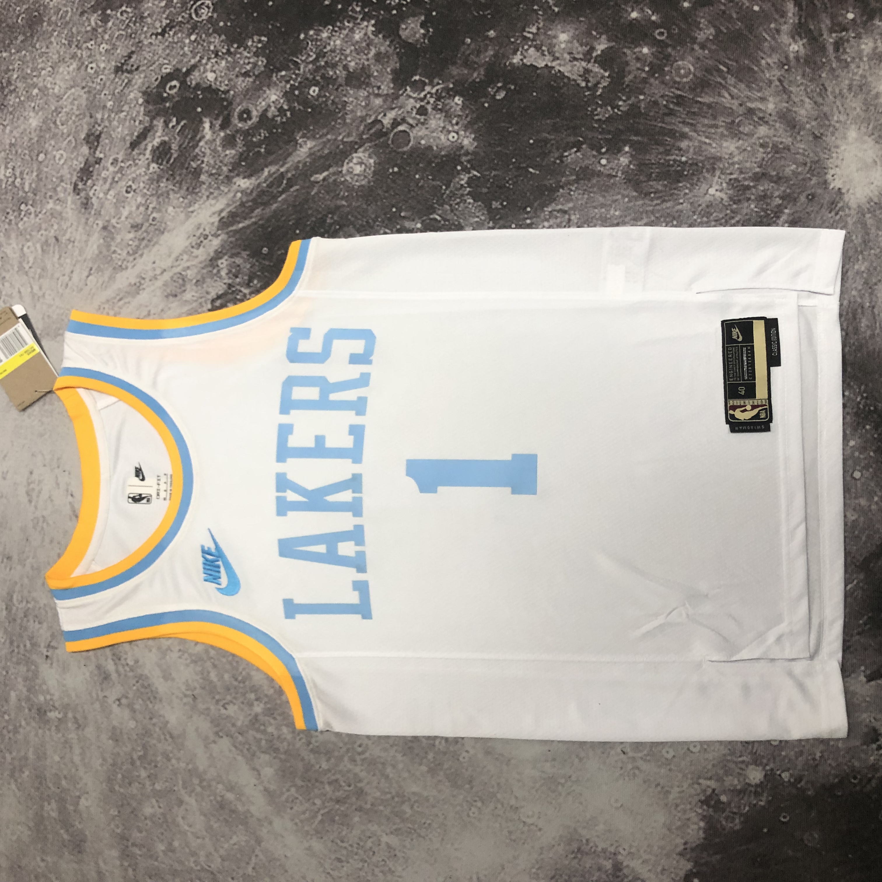 NBA Men Season 2023 Los Angeles Lakers White Retro Round Neck #1 RUSSELL Jersey High Quality Name and Number Print - leoleo123123