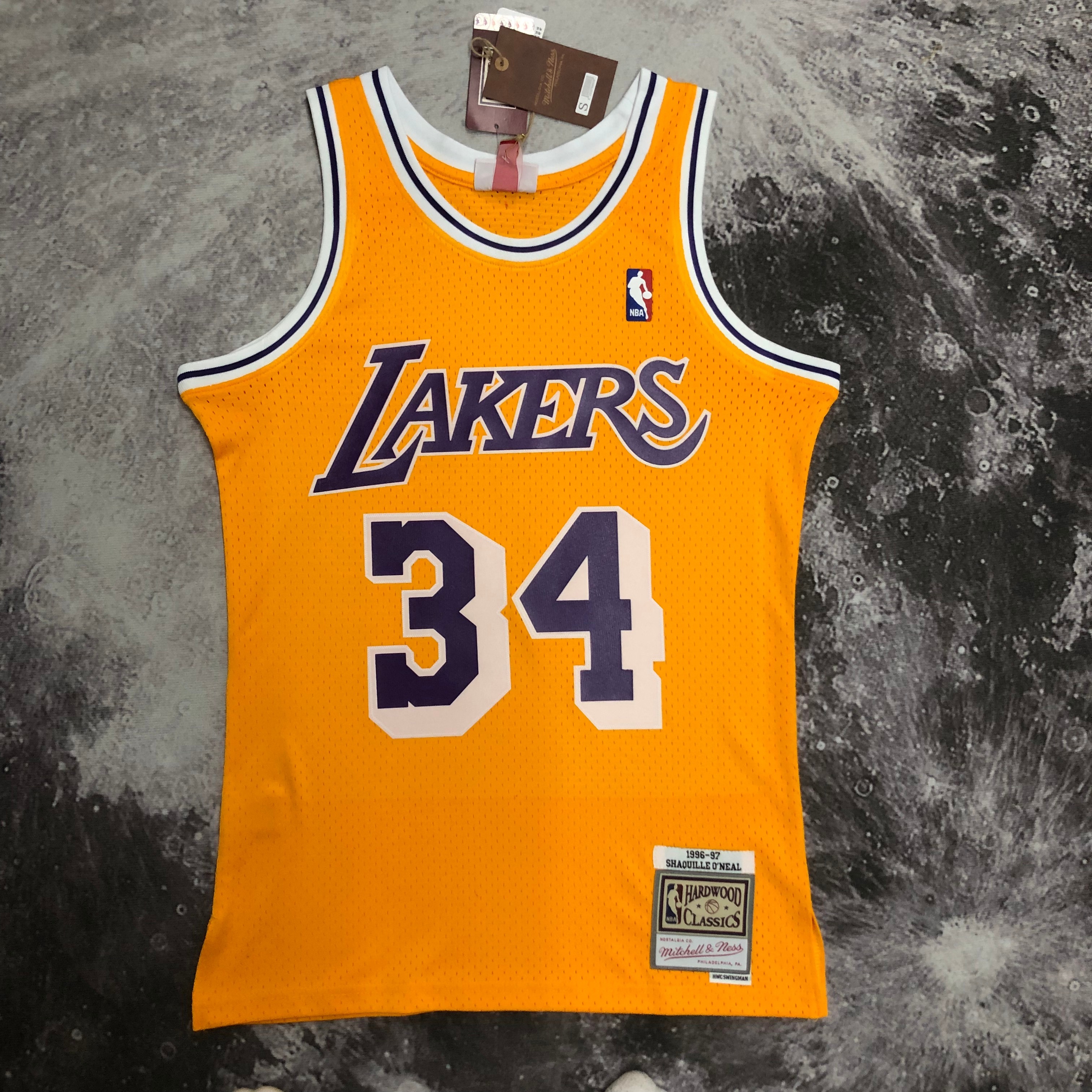 NBA Men Season 96-97 Los Angeles Lakers Yellow #34 O'NEAL Jersey High Quality Name and Number Print - leoleo123123