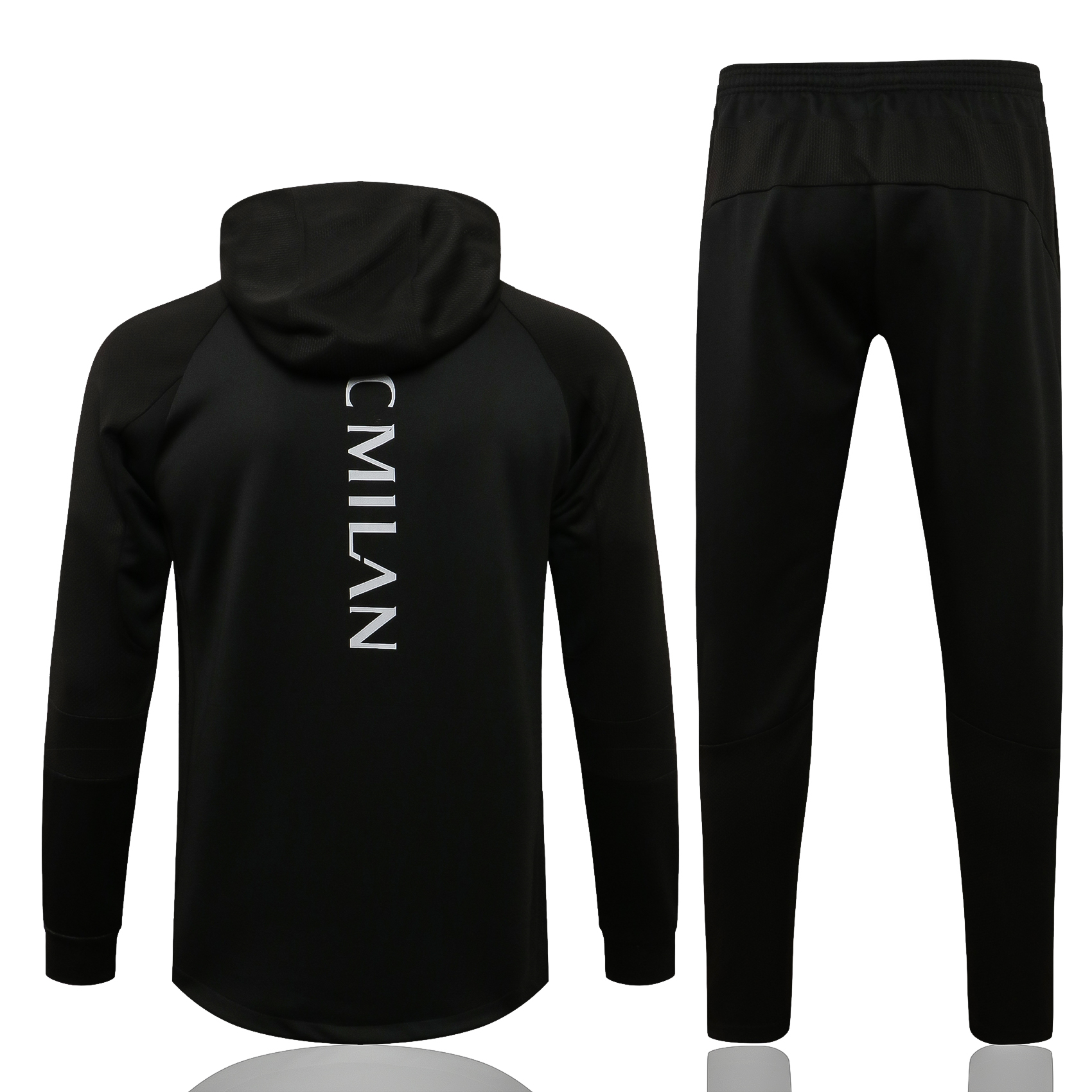 21-22 Ac Milan All Black Jacket with Cap Tracksuit Thai Quality - leoleo123123