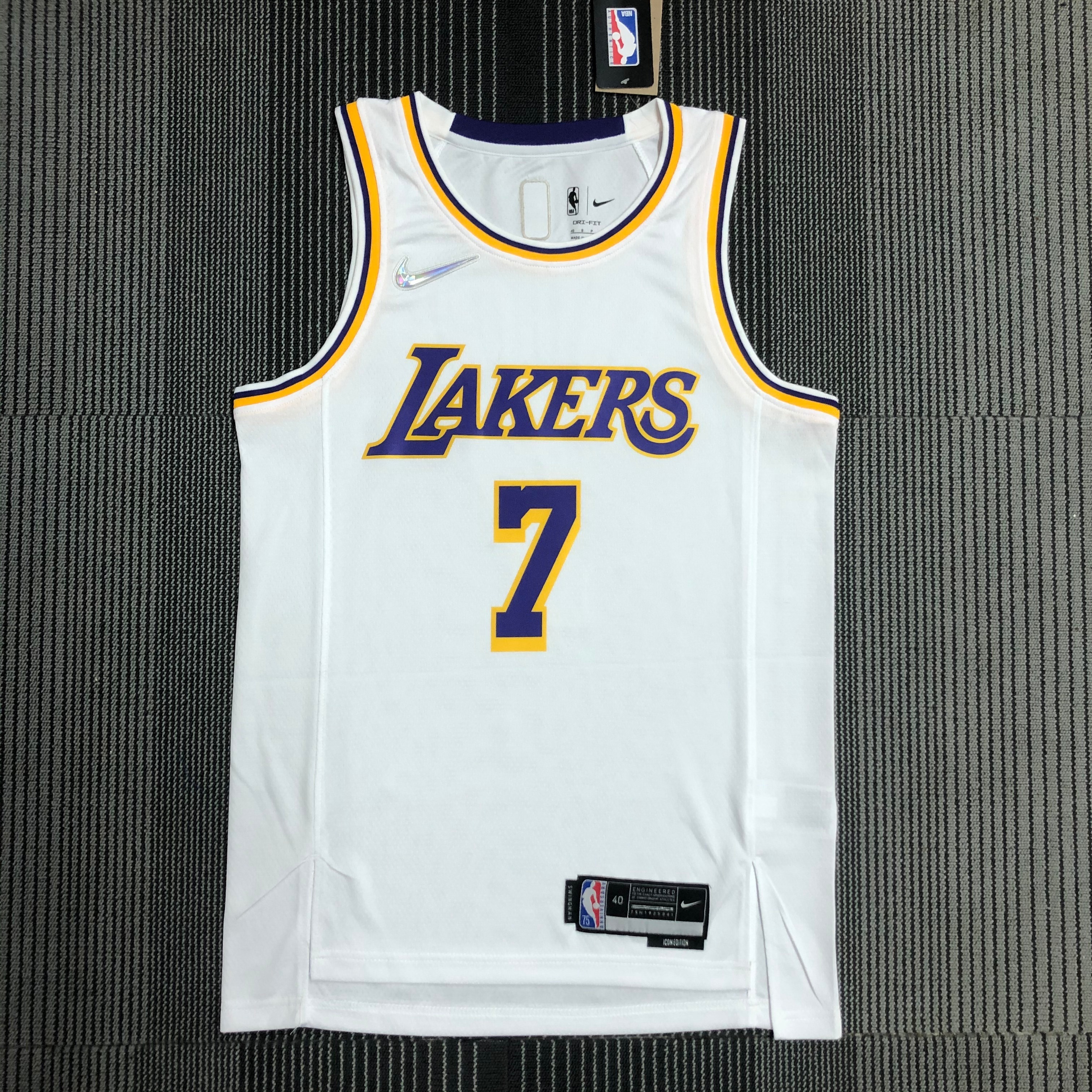 NBA 75th Anniversary Los Angeles Lakers White Round Neck #7 ANTHONY Jersey High Quality Name and Number Print - leoleo123123