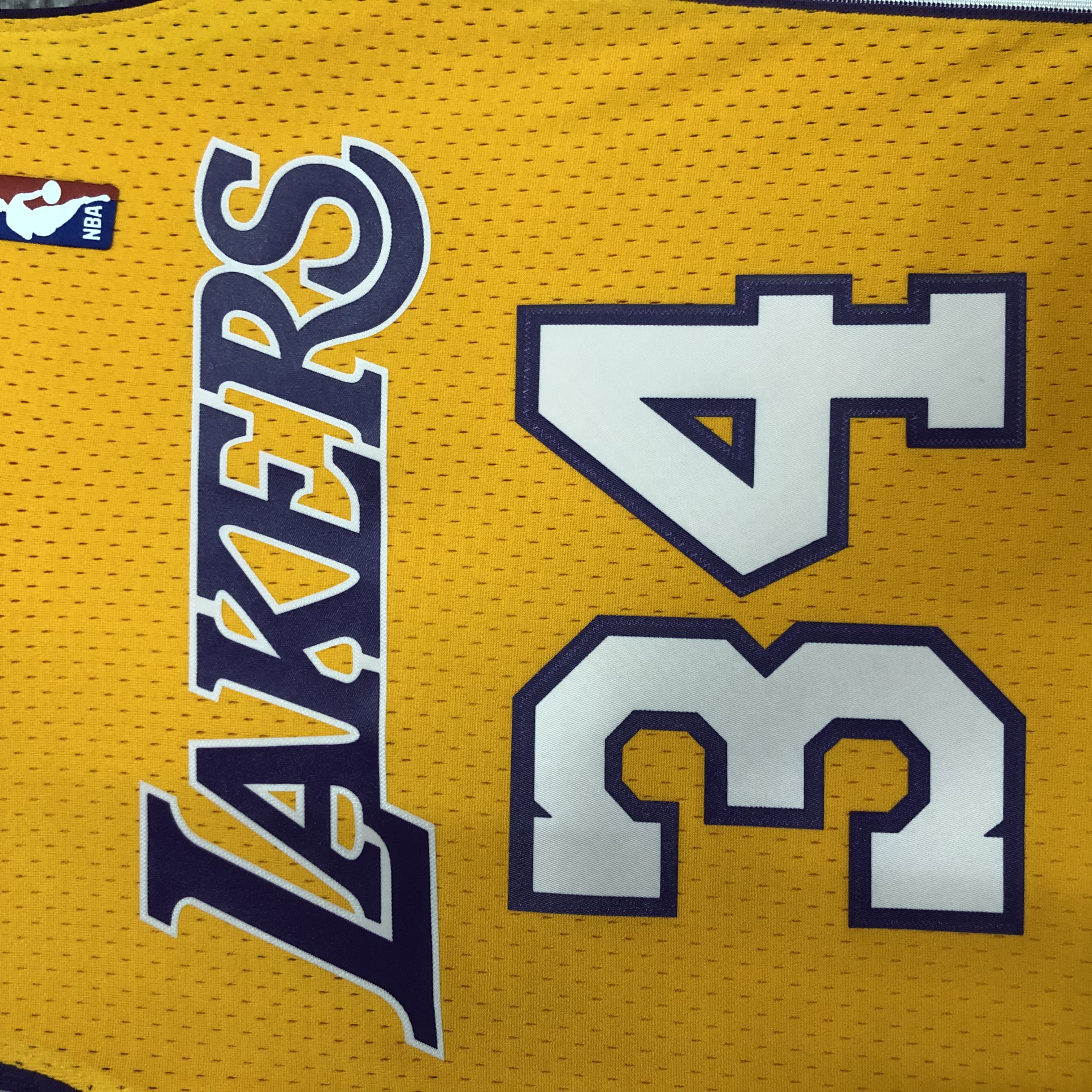 NBA Men Season 99-00 Los Angeles Lakers Yellow #34 O'NEAL Jersey High Quality Name and Number Print - leoleo123123