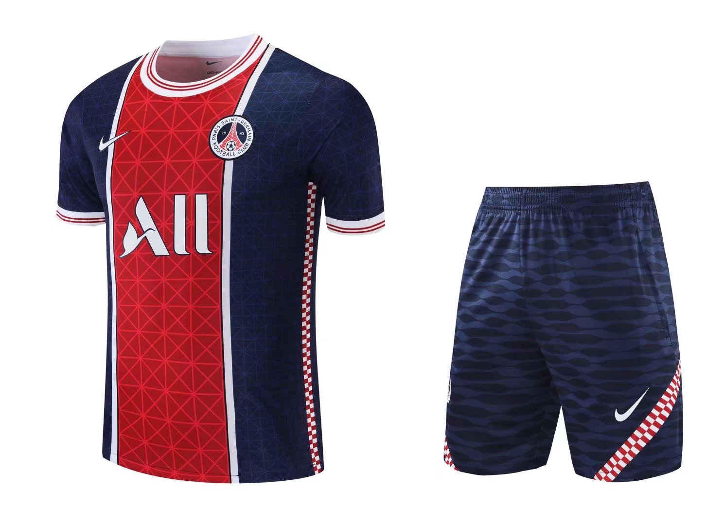 21/22 PSG Training Jersey Red With Blue Training Tracksuit - leoleo123123