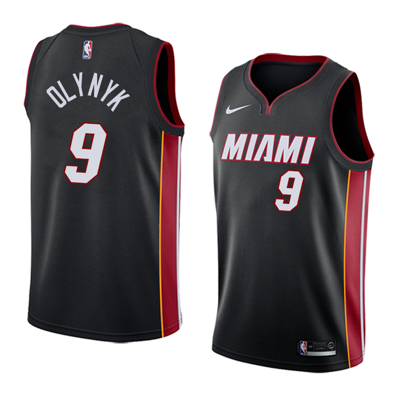 NBA Men Miami Heat Black #9 OLYNYK Jersey High Quality Name and Number Print - leoleo123123