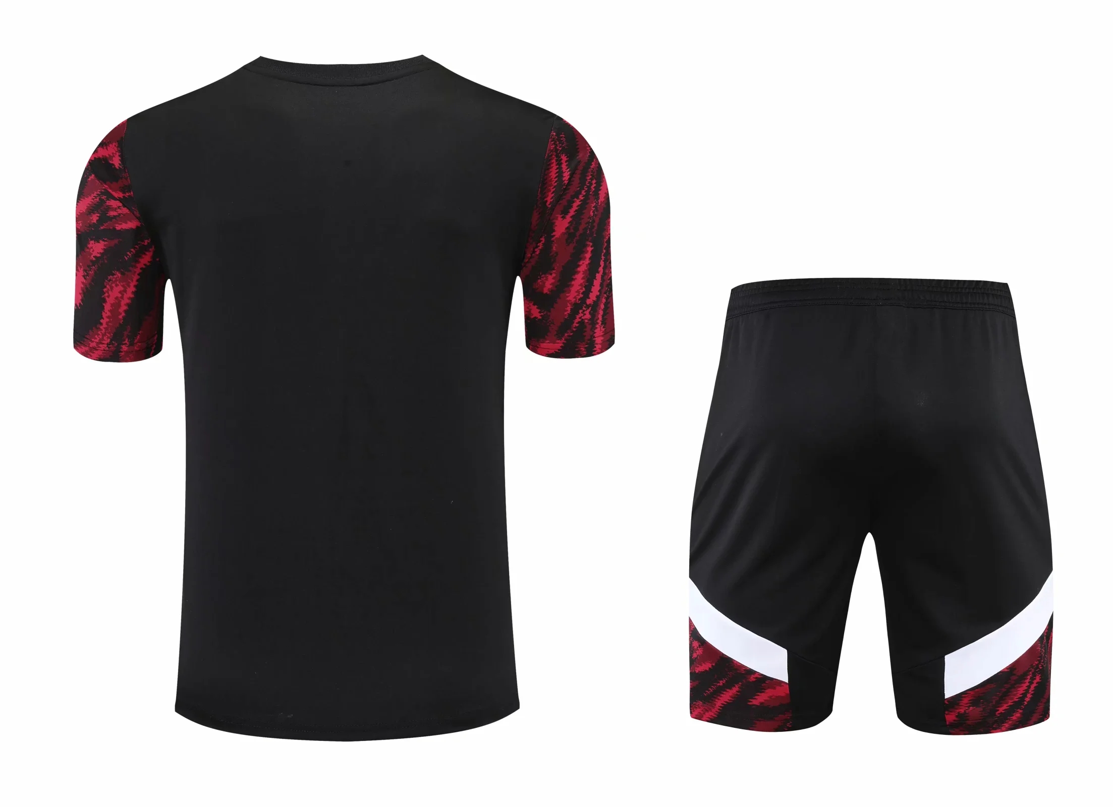21-22 AC Milan Red Camouflage Training Set--Short Sleeve and Short Pant with Zipper Training Tracksuit - leoleo123123