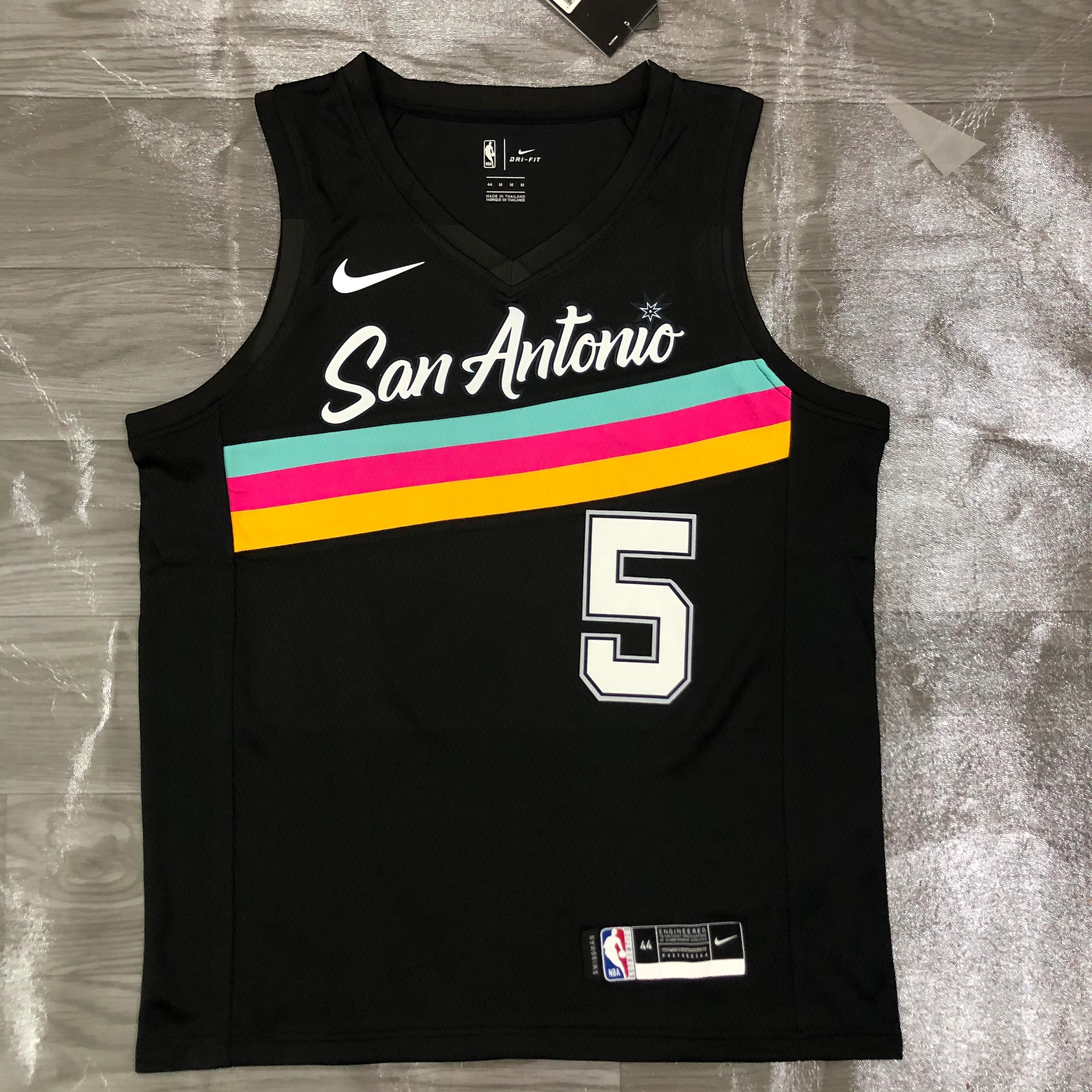 NBA Season 2021 Men San Antonio Spurs Black City #5 MURRAY Jersey High Quality Name and Number Print - leoleo123123