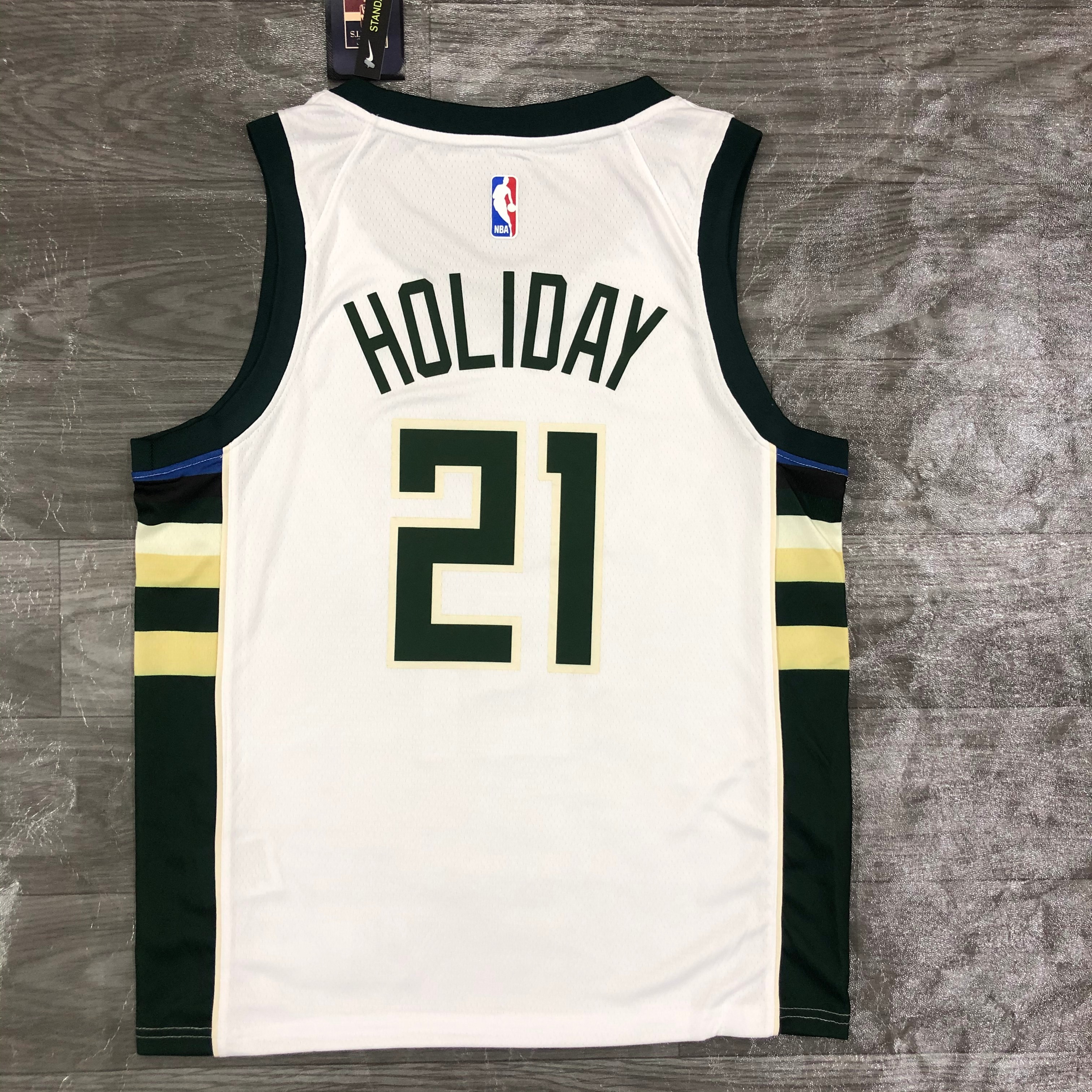 NBA Men Milwaukee Bucks White #21 HOLIDAY Jersey High Quality Name and Number Print - leoleo123123